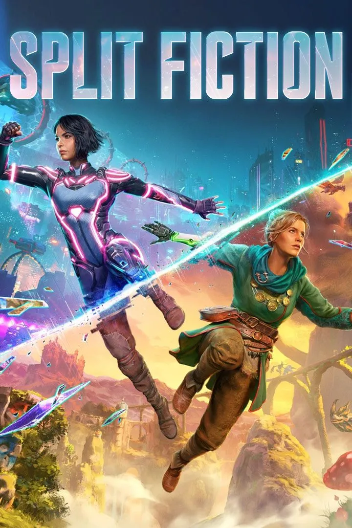 Bìa game Split Fiction, một tựa game co-op chia màn hình nổi bật, thể hiện sự trở lại của lối chơi này.