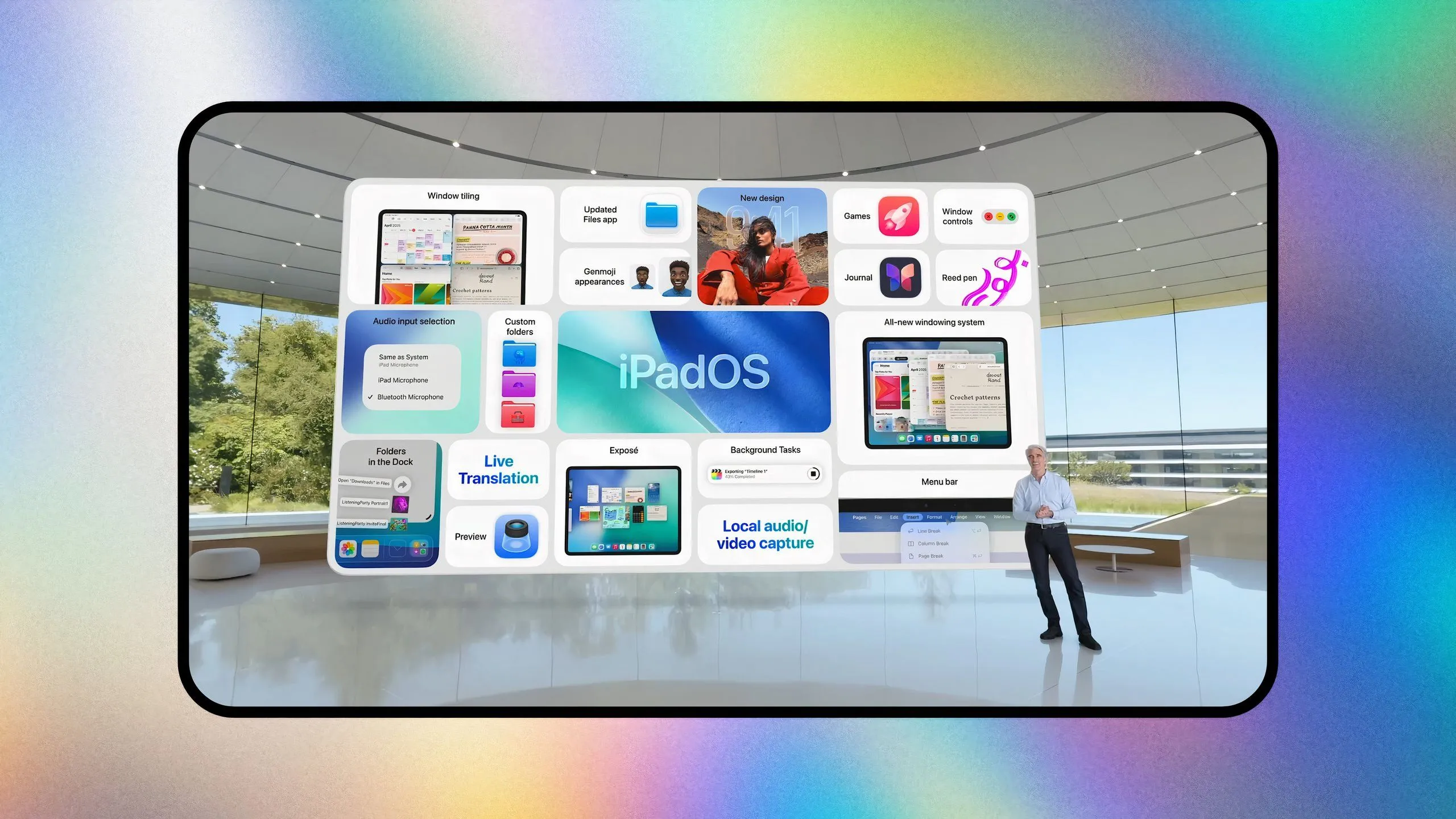 iPad Pro chạy iPadOS 26 với giao diện giống macOS