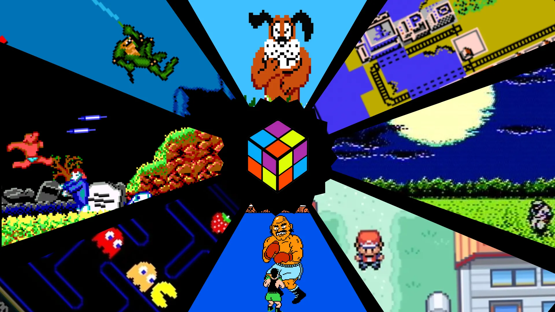 Logo LaunchBox với hình nền nhiều game giả lập cổ điển
