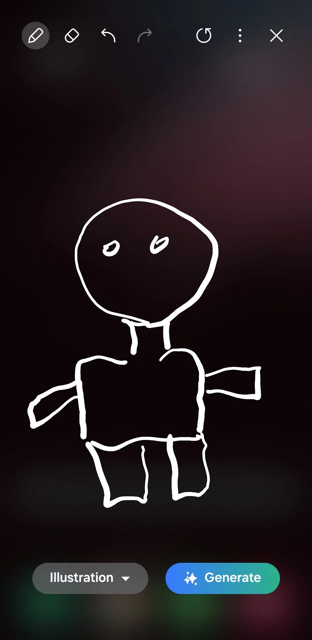 Bản phác thảo đơn giản của một người đàn ông được tạo ra trên tính năng Drawing Assist của Edge Panel Samsung