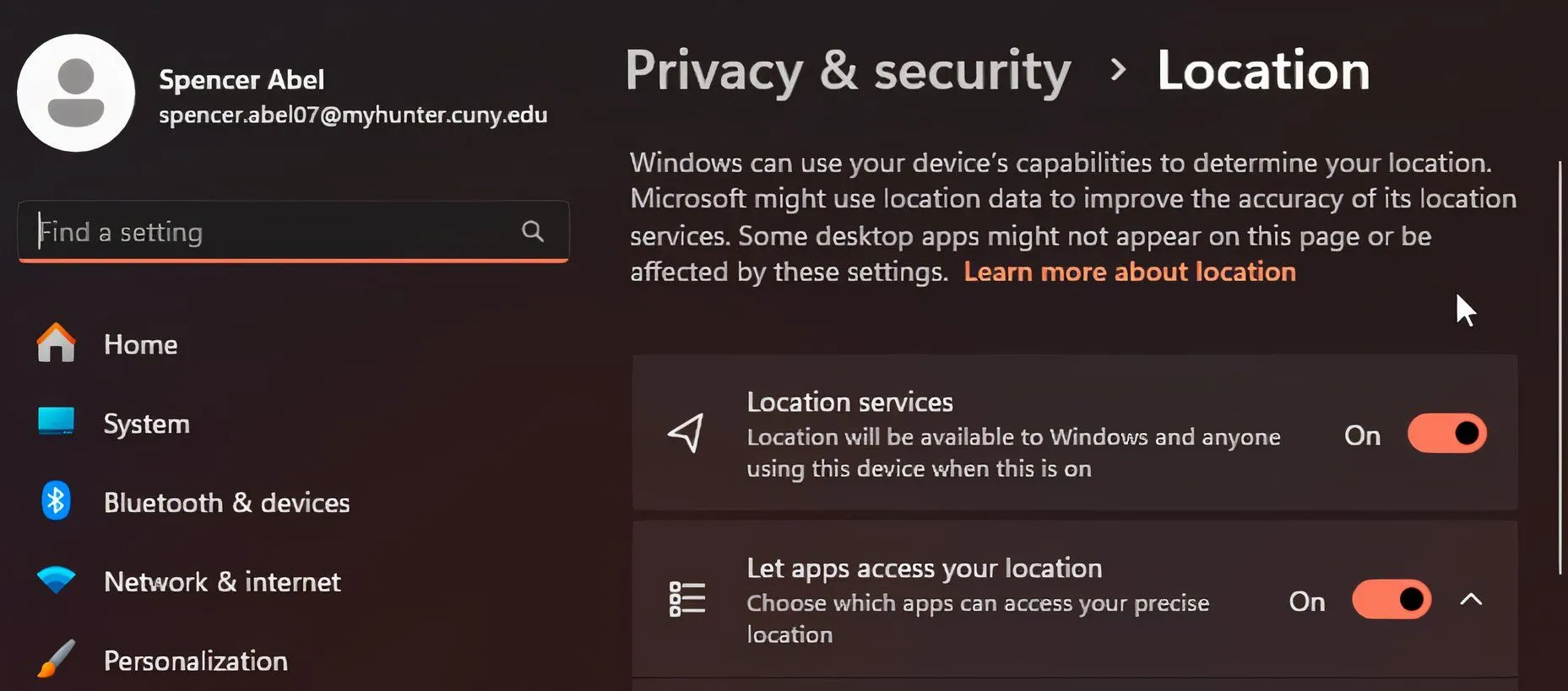 Cài đặt quyền riêng tư vị trí trong Windows giúp người dùng kiểm soát ứng dụng nào có thể truy cập dữ liệu vị trí.