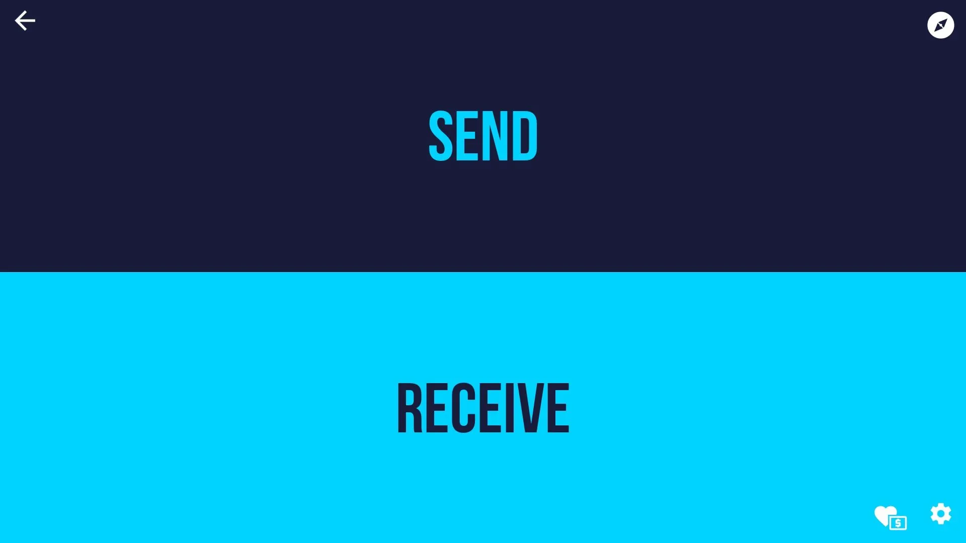Màn hình chính của ứng dụng Send Files to TV trên Smart TV, sẵn sàng cho việc chuyển file không dây.