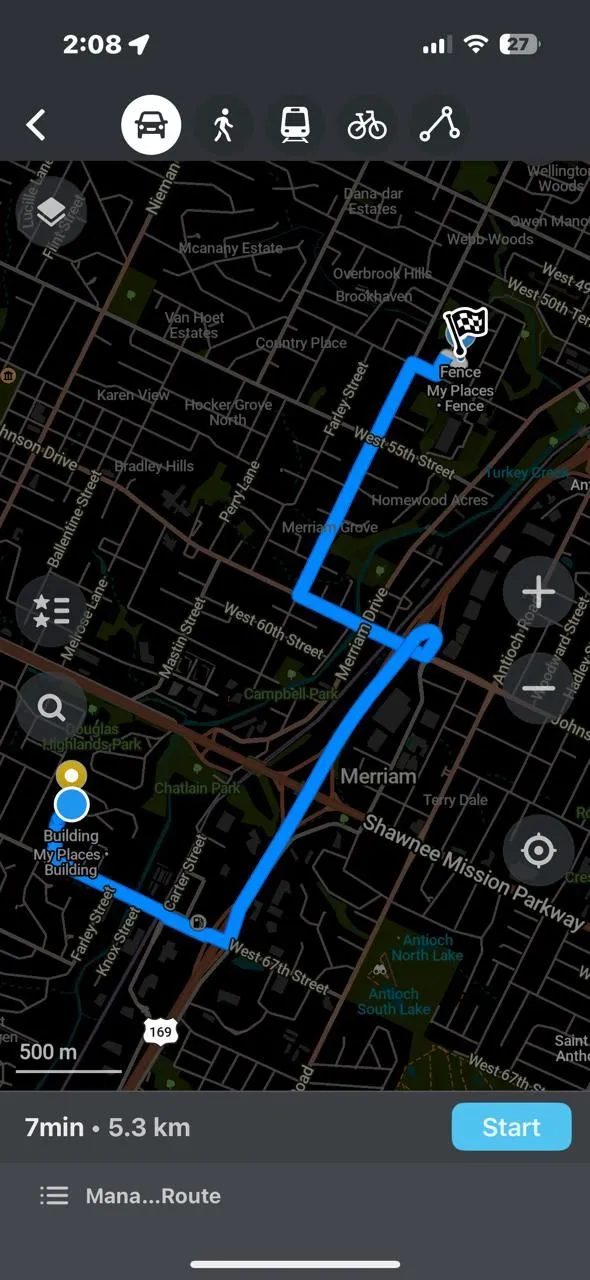Tính năng hiển thị khoảng cách giữa hai điểm trên bản đồ Organic Maps