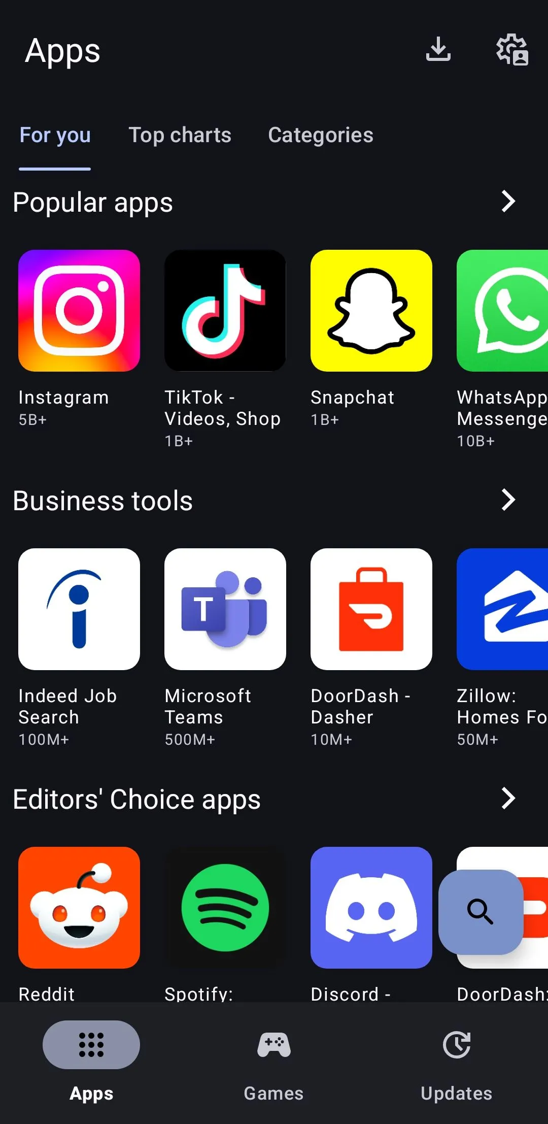 Aurora Store apps page on Android phone