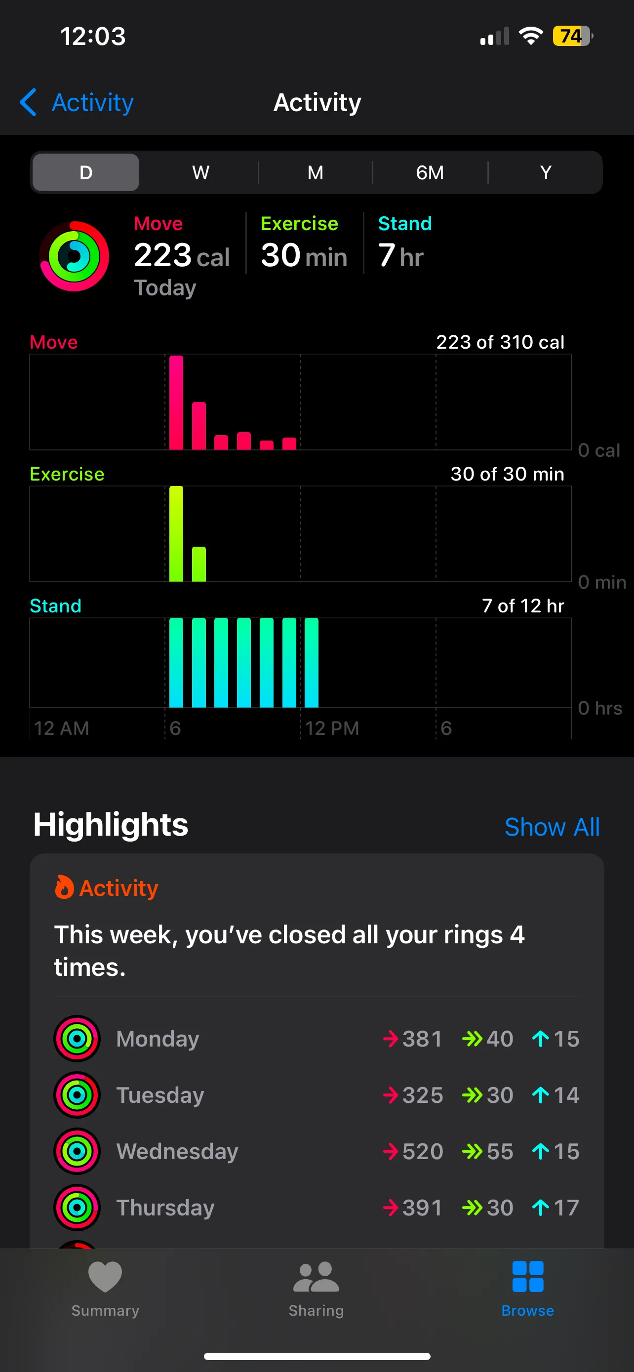 Ba vòng hoạt động (Di chuyển, Tập luyện, Đứng) trên ứng dụng Sức khỏe Apple Watch