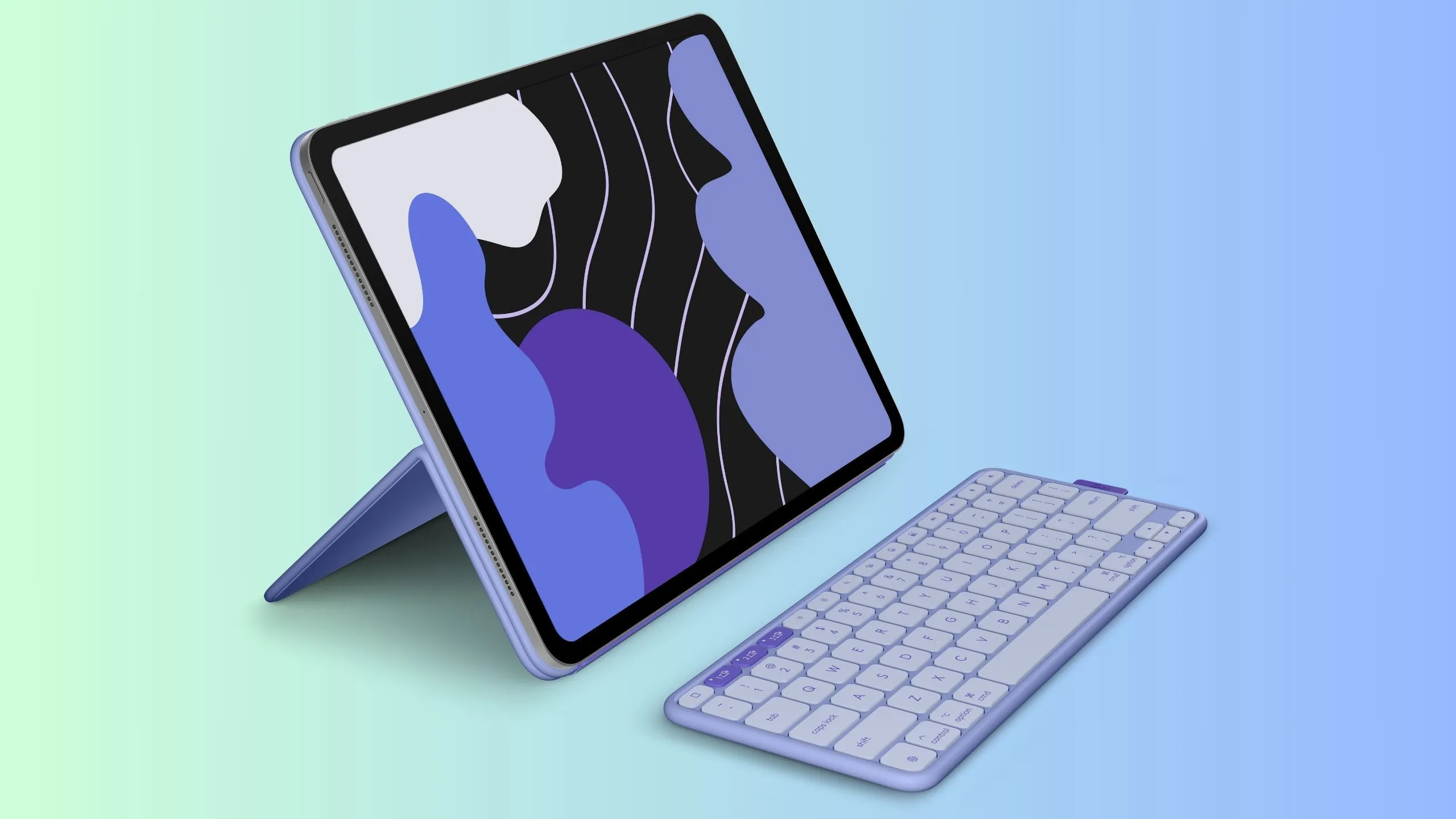 Bàn phím Logitech Flip Folio màu Lilac, một trong những tùy chọn màu sắc độc đáo