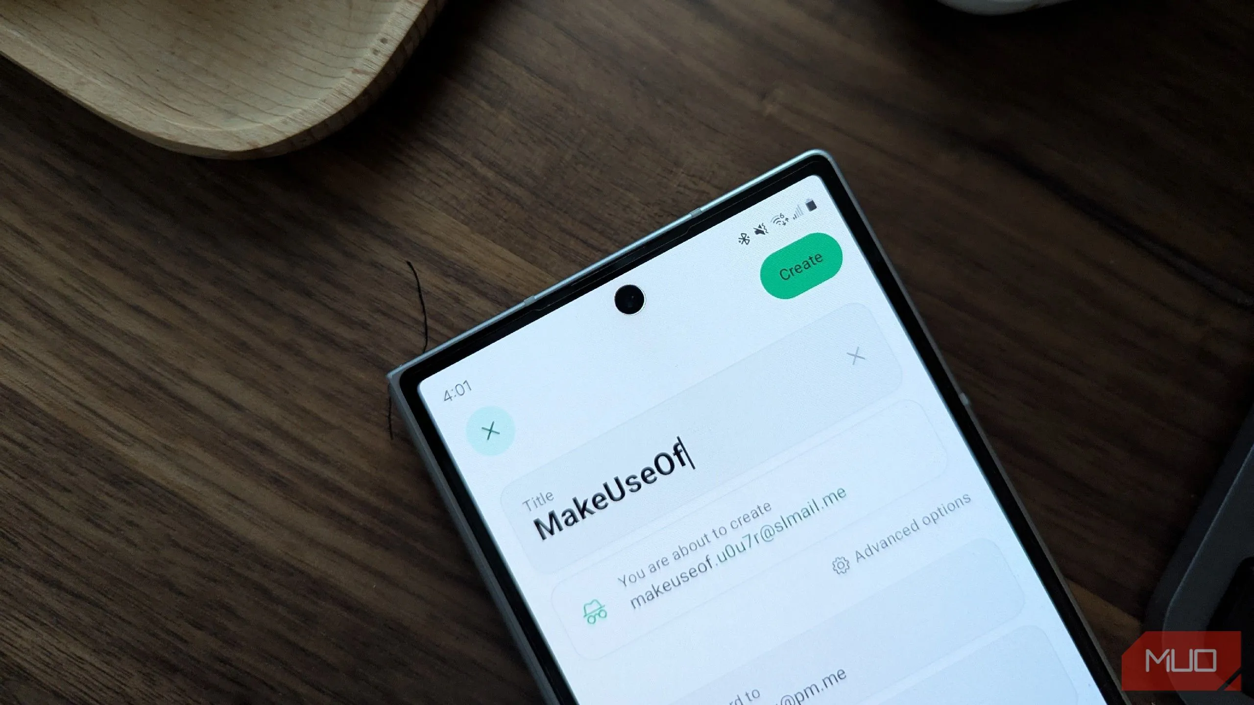 Bí danh email được tạo cho MakeUseOf trong ứng dụng Proton Pass trên Android.