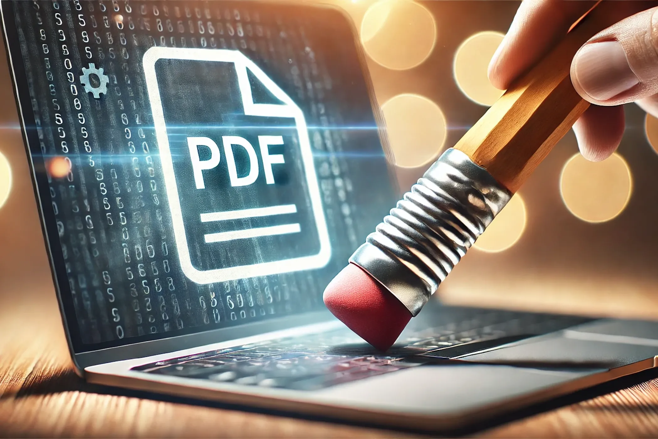 Biểu tượng PDF trên màn hình máy tính tượng trưng cho việc quản lý tài liệu PDF