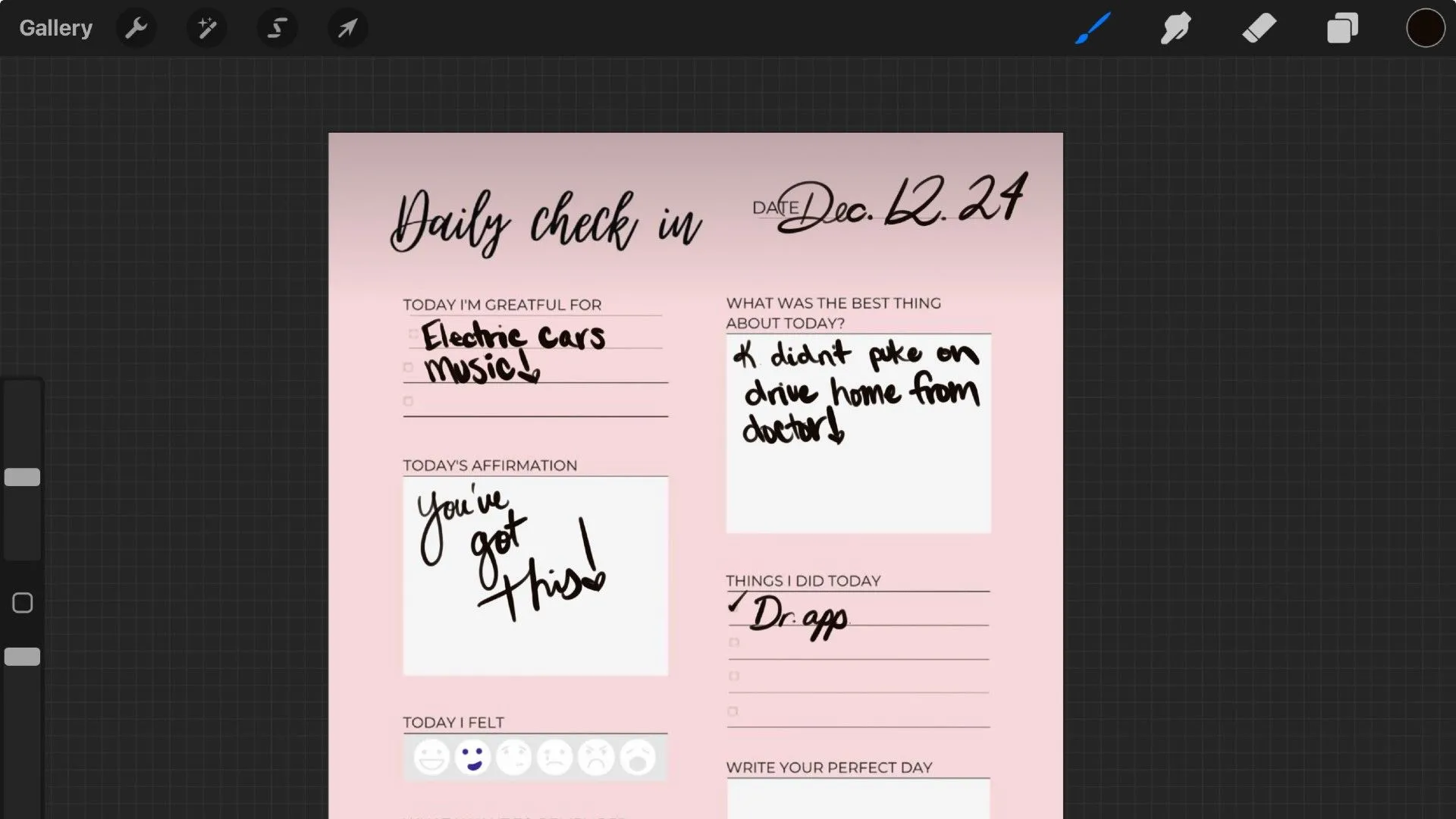 Bố cục trang nhật ký kỹ thuật số trong Procreate, kết hợp ảnh du lịch và ghi chú viết tay, thể hiện sự linh hoạt của ứng dụng trong việc lưu giữ kỷ niệm.