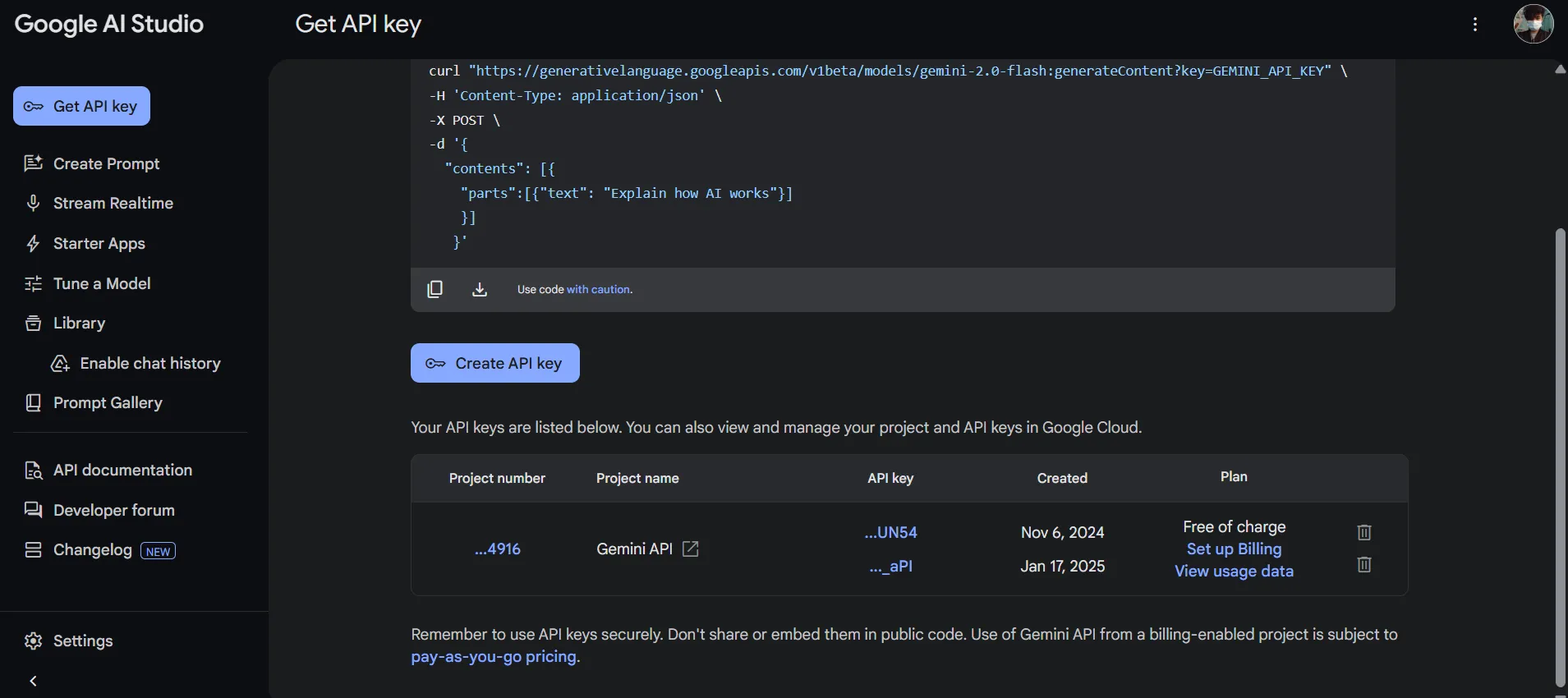 Các bước tạo khóa API Gemini miễn phí trên Google AI Studio để tích hợp AI vào Logseq