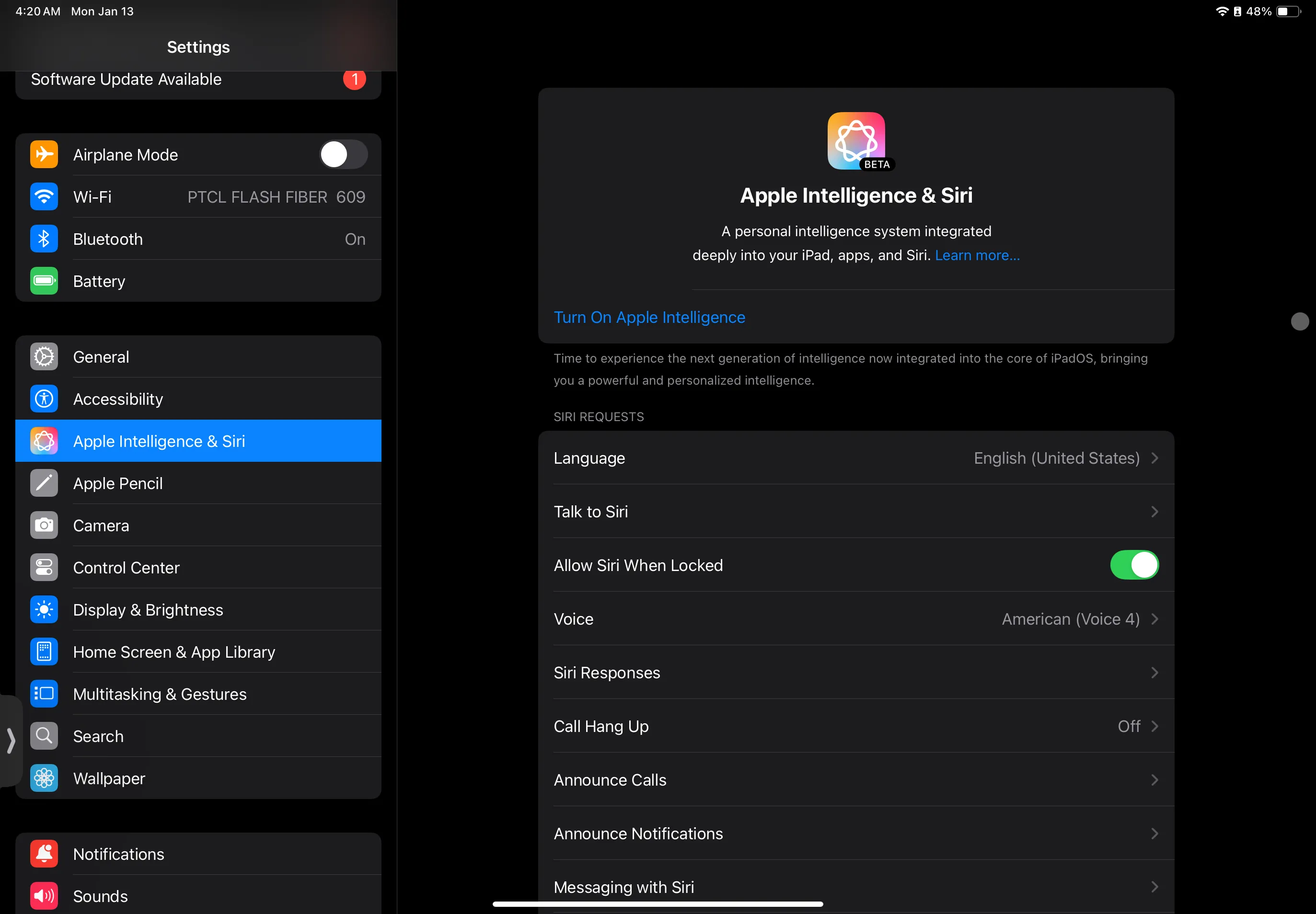 Cài đặt Apple Intelligence &amp; Siri trên iPad