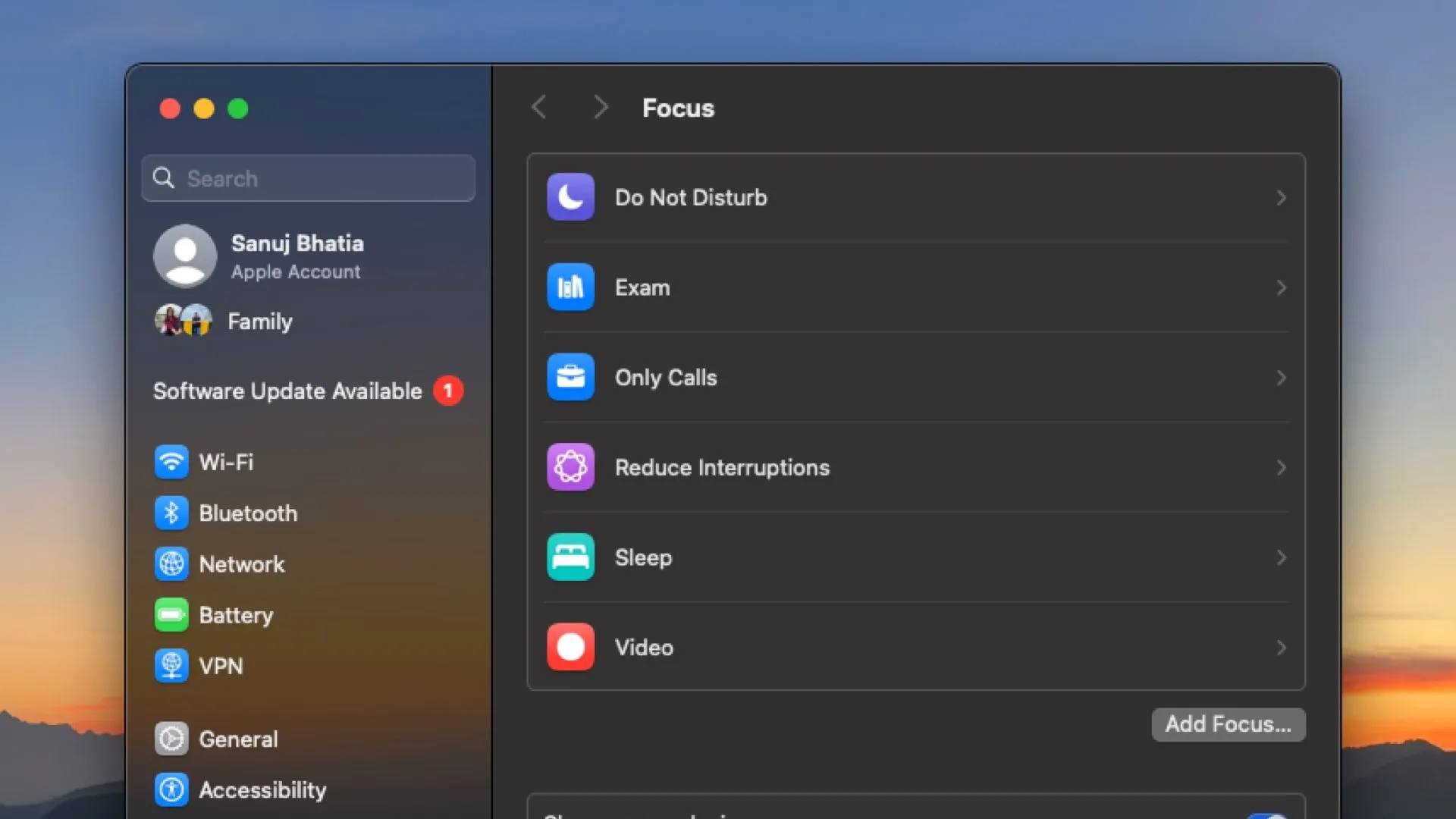 Cài đặt chế độ Tập trung trên macOS