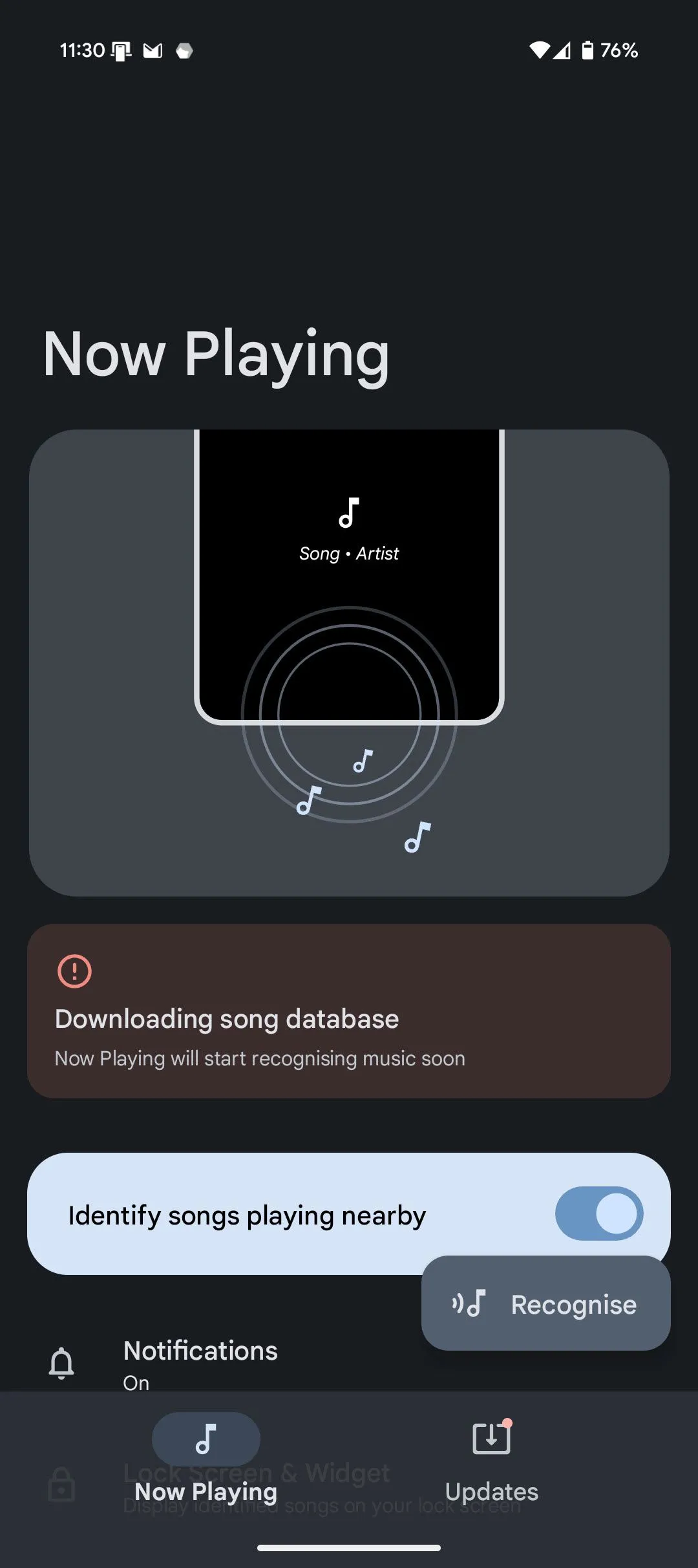 Cài đặt nâng cao trong Ambient Music Mod, hiển thị tùy chọn &quot;Use Alternative Encoding&quot; để cải thiện độ tin cậy của tính năng nhận diện nhạc