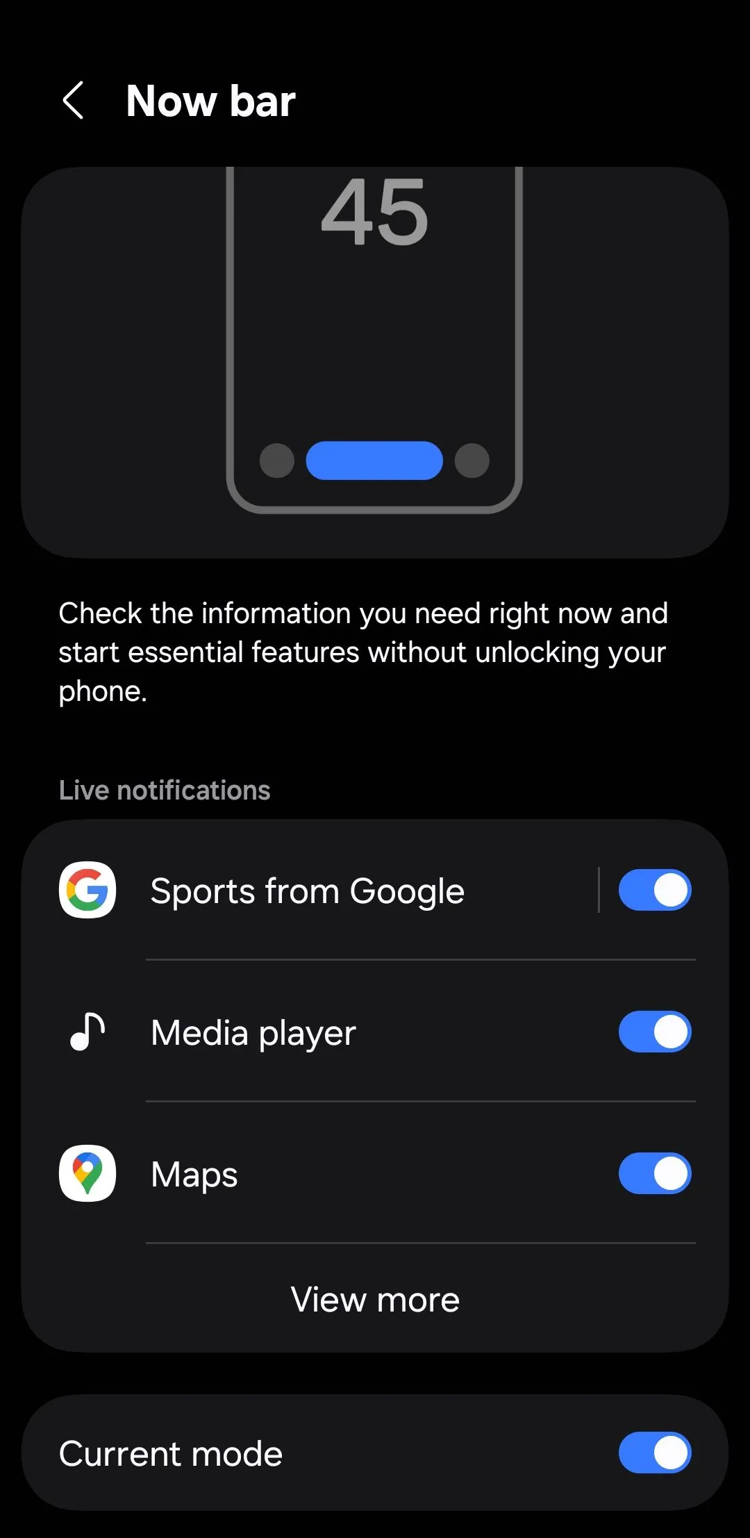 Cài đặt Now Bar trên điện thoại Samsung