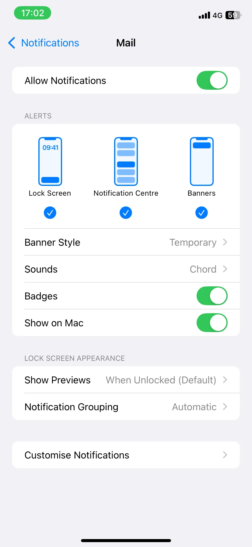 Cài đặt thông báo cho ứng dụng Mail trên iPhone
