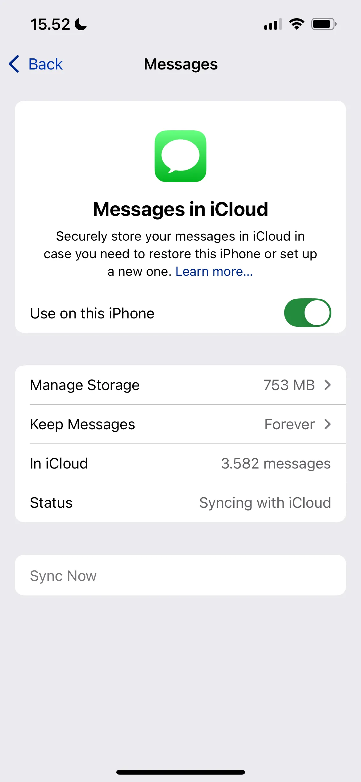 Cài đặt Tin nhắn trong iCloud trên iOS để tối ưu dung lượng.