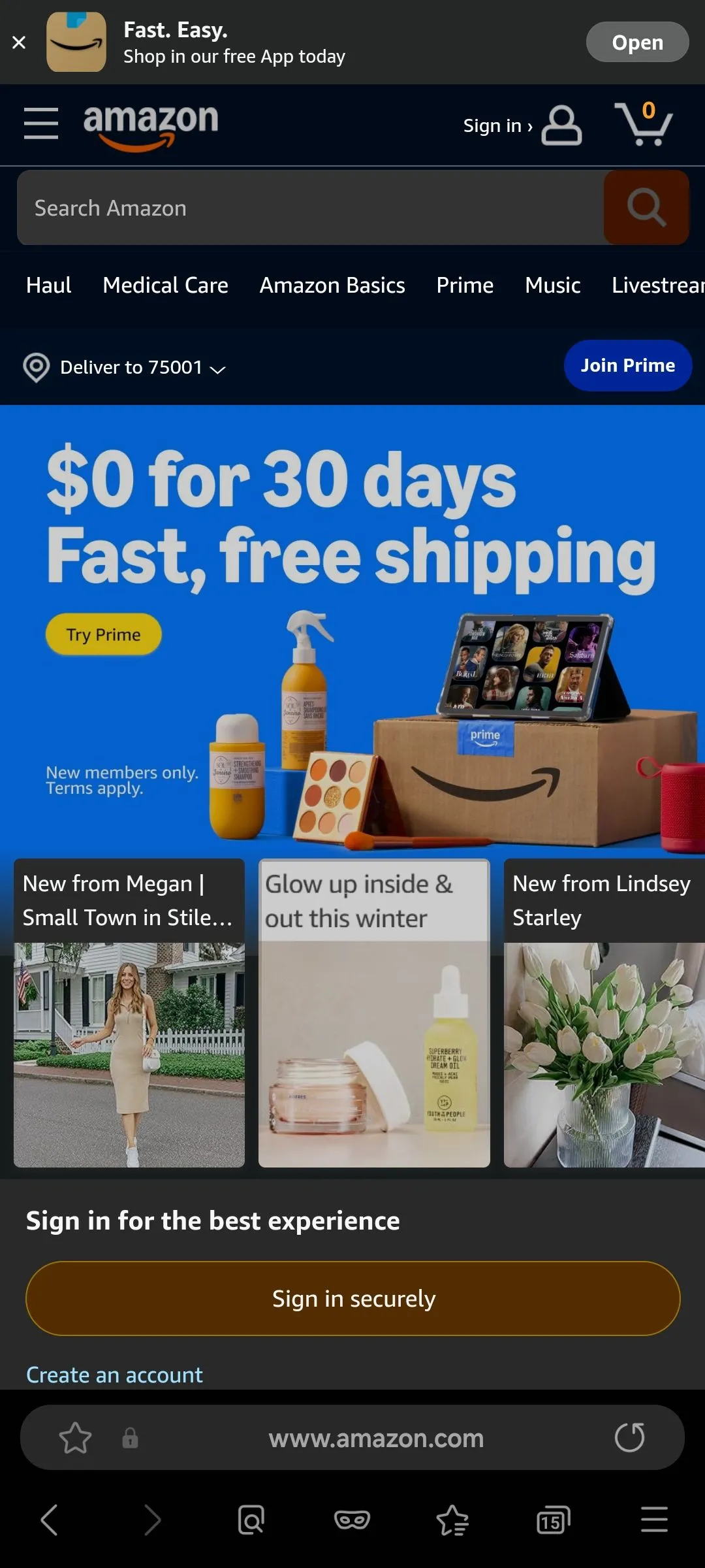 Chế độ tối của Samsung Internet áp dụng lên một trang web