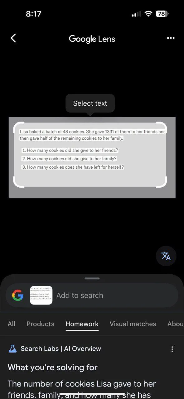 Chế độ trợ giúp bài tập về nhà của Google Lens trong ứng dụng Google, hỗ trợ giải toán và các môn học khác