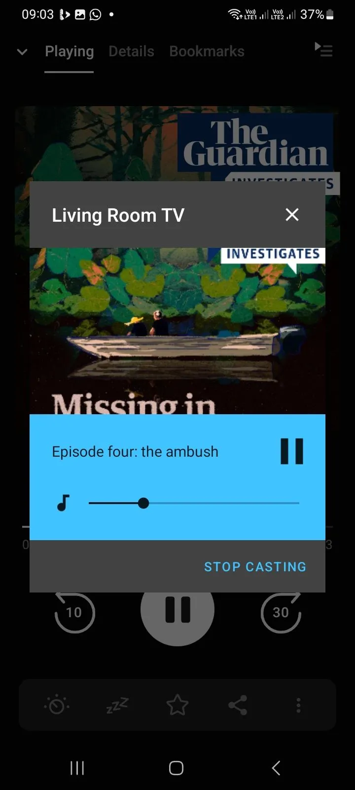 Chiếu từ ứng dụng Pocket Casts lên TV