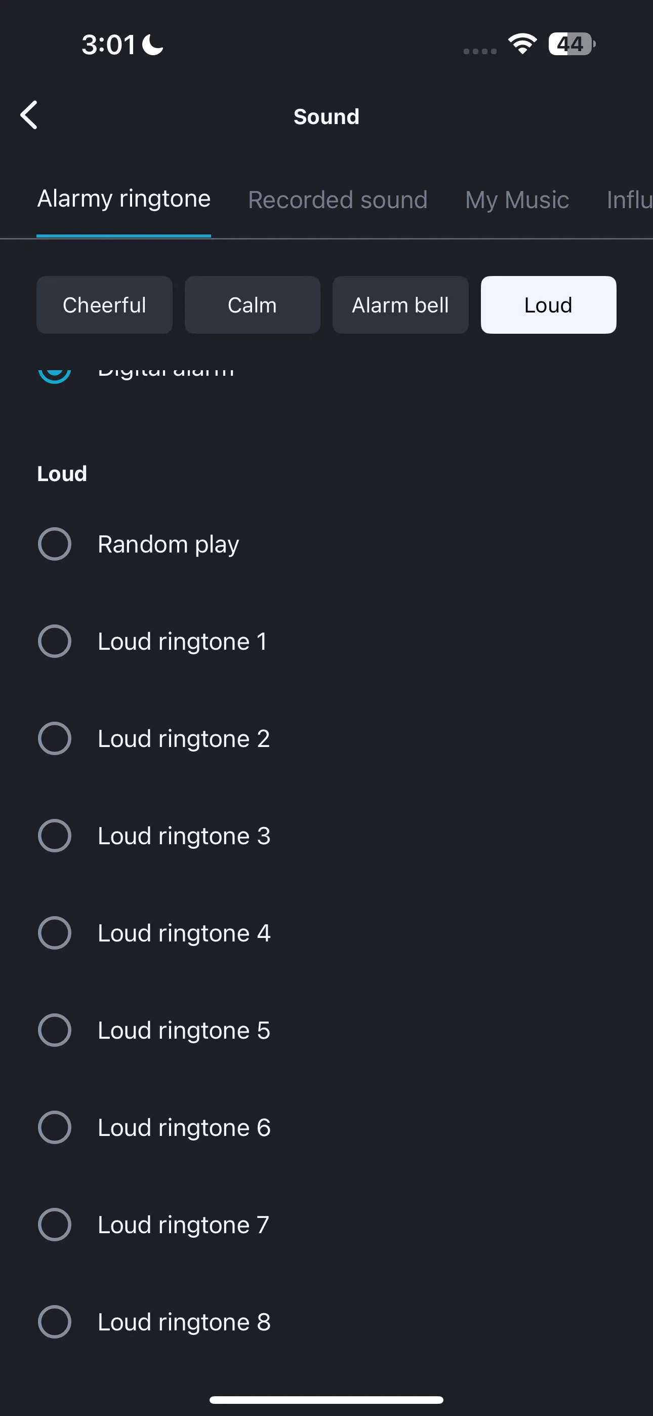 Danh sách các nhạc chuông lớn (Loud Ringtones) trong ứng dụng Alarmy