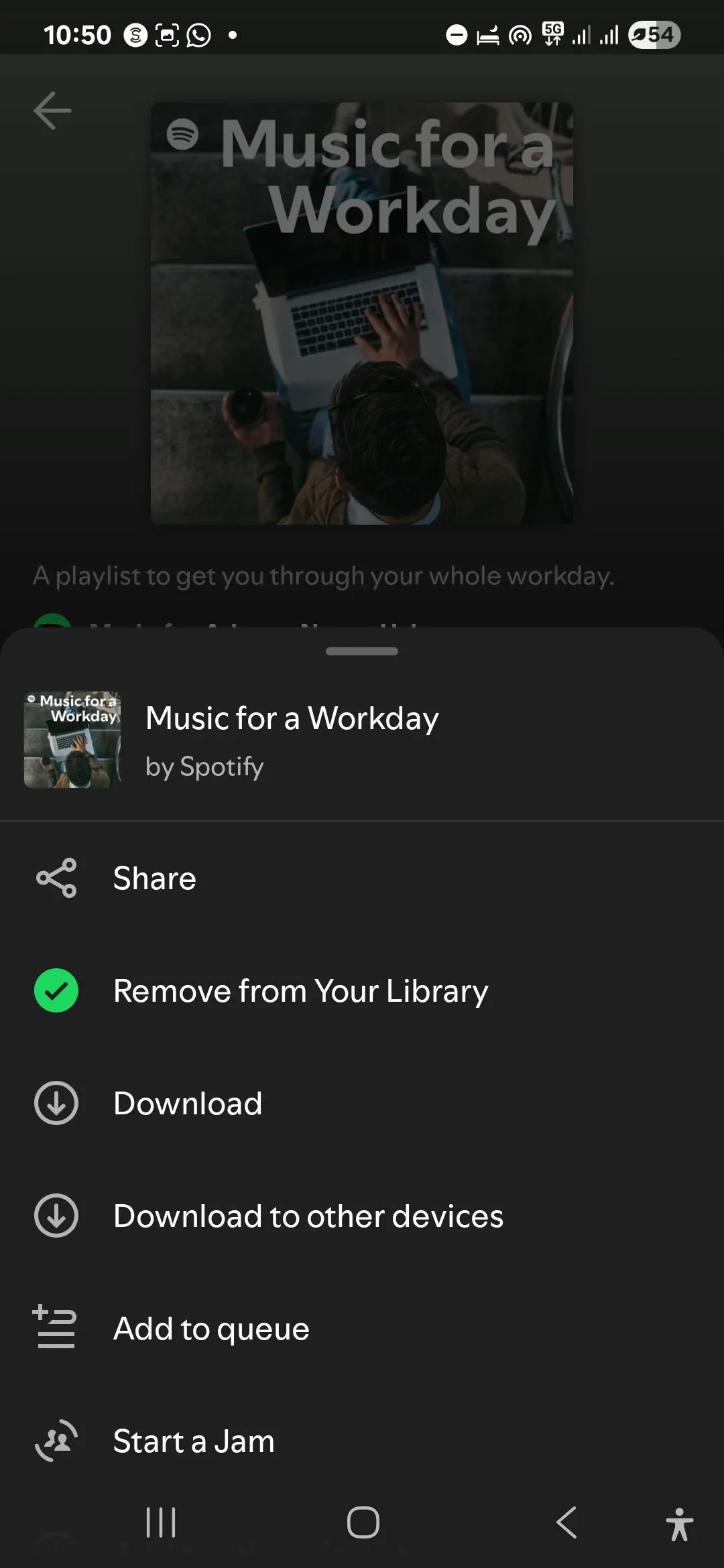 Danh sách phát nhạc trên Spotify cho Android với các tùy chọn tải xuống, phục vụ nhu cầu nghe nhạc offline khi di chuyển