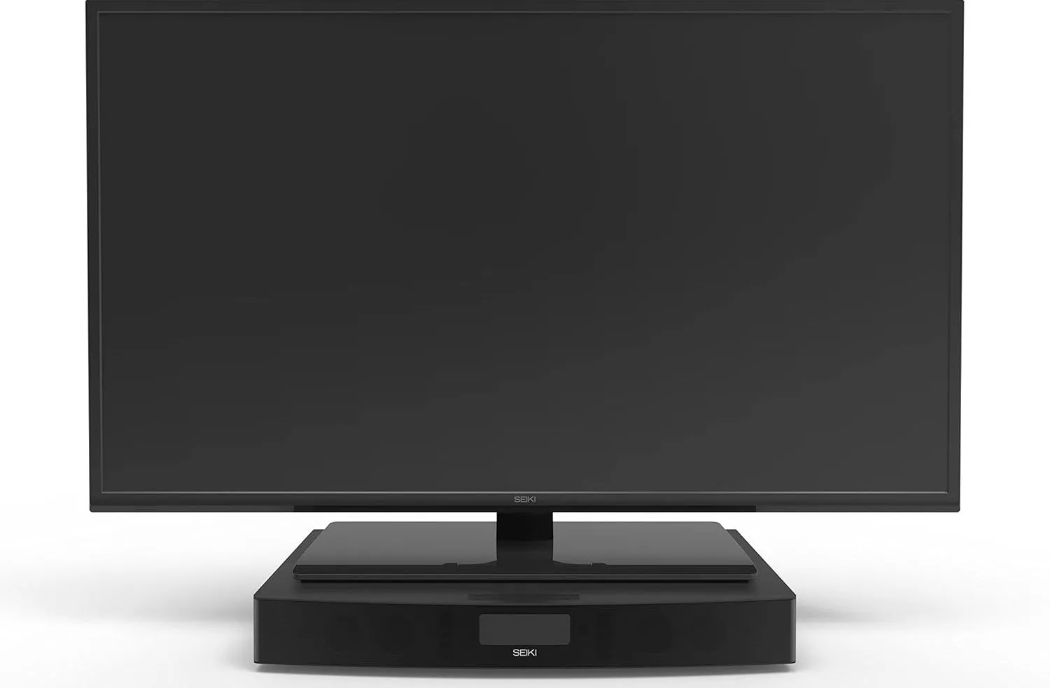 Đế âm thanh TV Seiki SBASE301 màu đen với thiết kế nhỏ gọn.