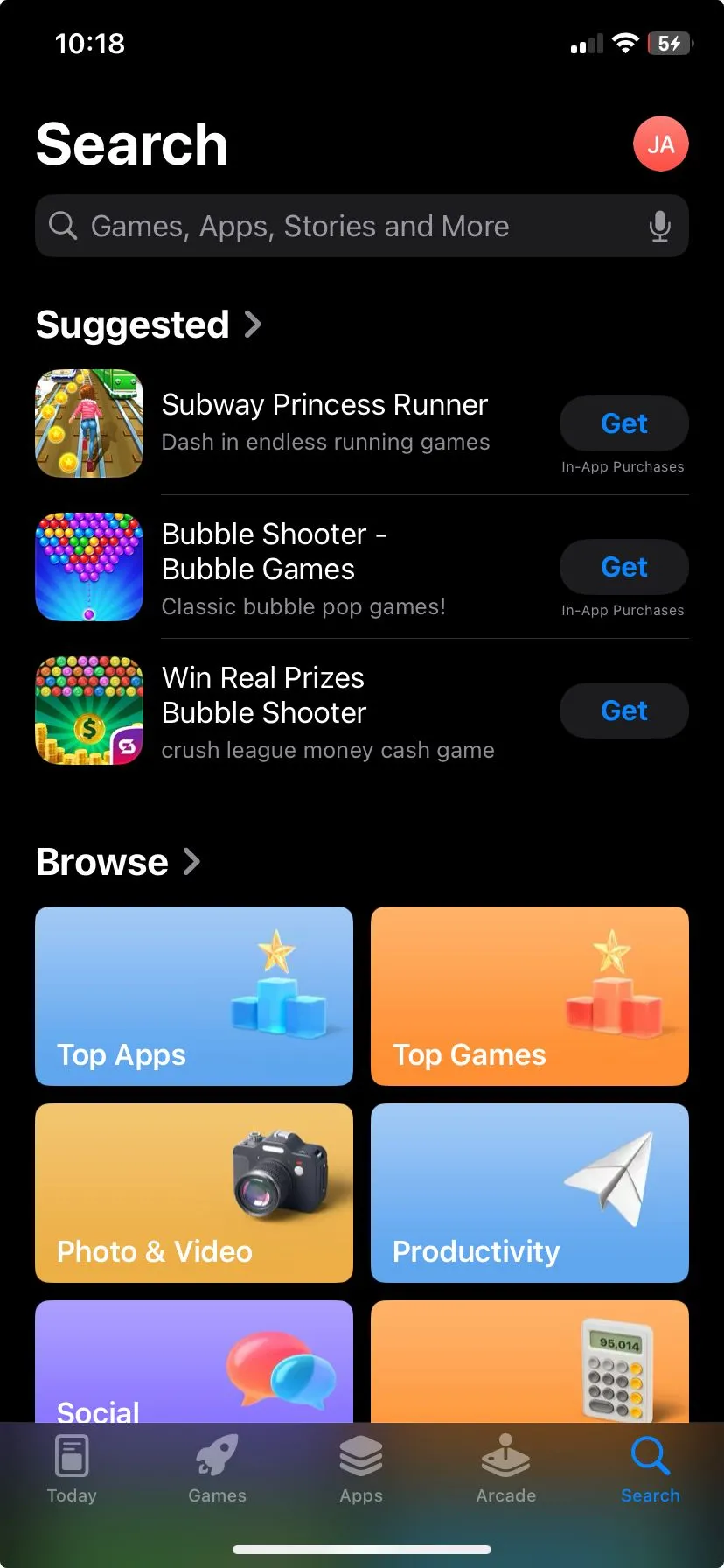 Giao diện App Store của Apple hiển thị các ứng dụng được đề xuất và tùy chọn duyệt, minh họa sự đa dạng ứng dụng trên iOS.