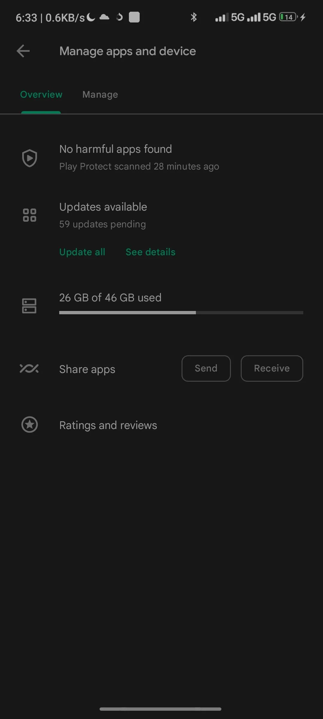 Giao diện cập nhật ứng dụng trên Google Play Store để tối ưu điện thoại Android