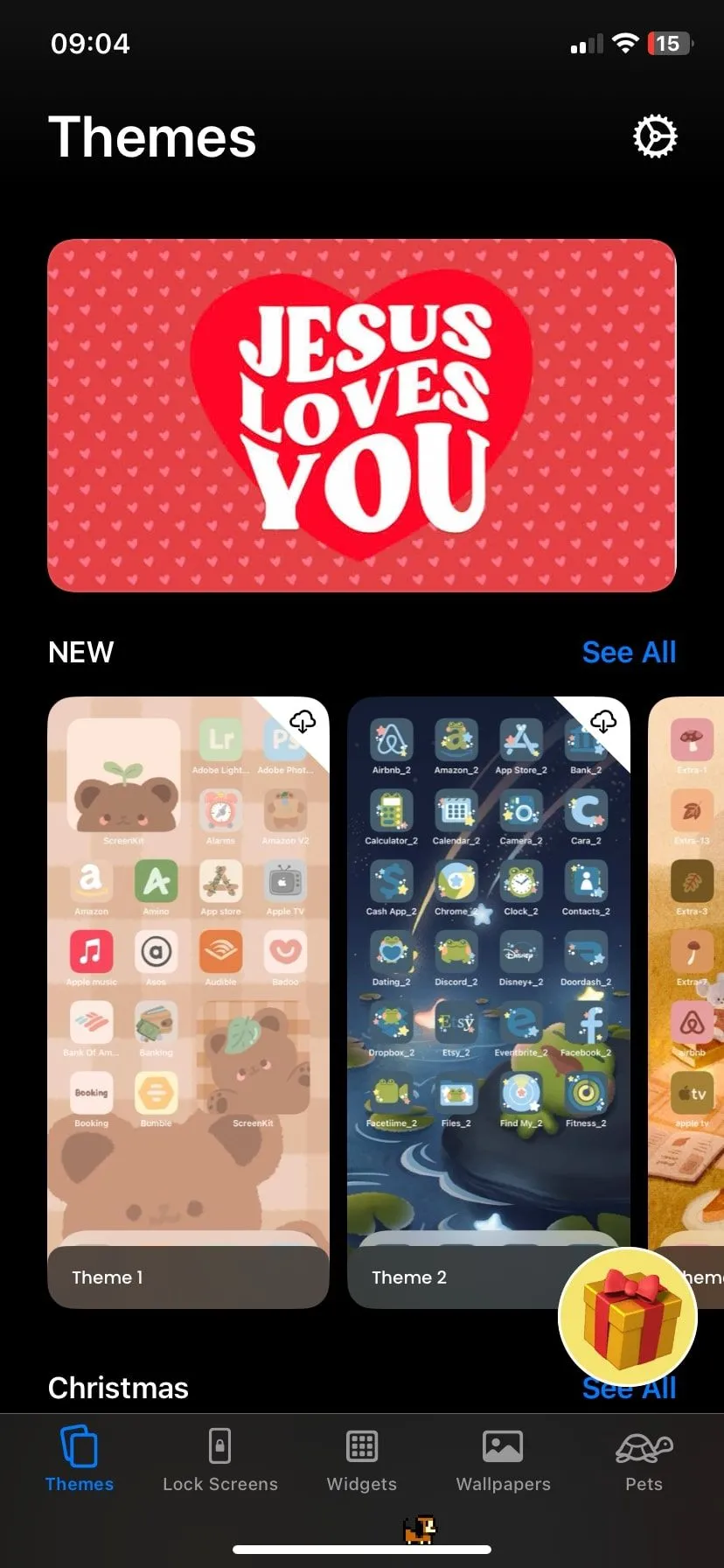 Giao diện chính ứng dụng ScreenKit, nơi người dùng khám phá các gói icon và chủ đề tùy chỉnh cho iPhone