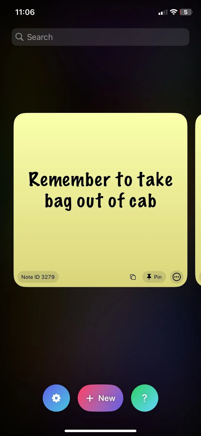 Giao diện chính ứng dụng Sticky Widgets, nơi người dùng tạo và quản lý các ghi chú dán kỹ thuật số cho widget