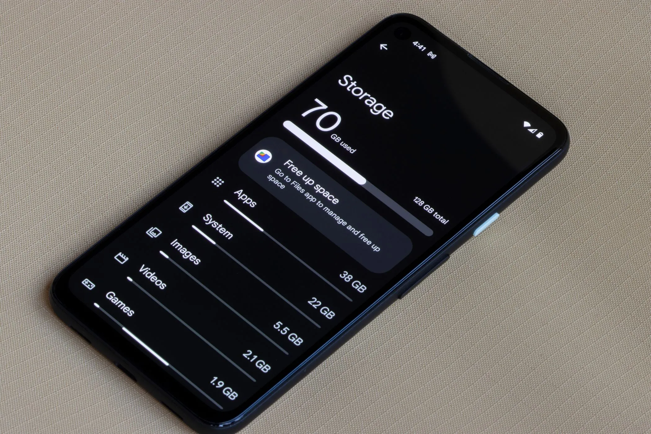 Giao diện menu bộ nhớ lưu trữ trên điện thoại Android