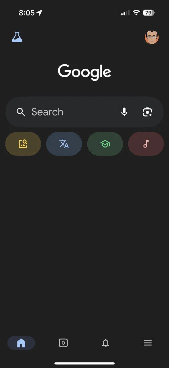Giao diện tính năng nhận diện bài hát trong ứng dụng Google trên iPhone, cho phép người dùng ngân nga hoặc hát
