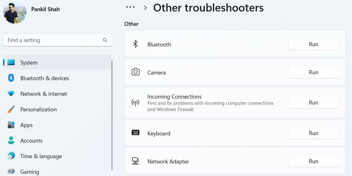 Giao diện trình khắc phục sự cố Bluetooth trên Windows 11