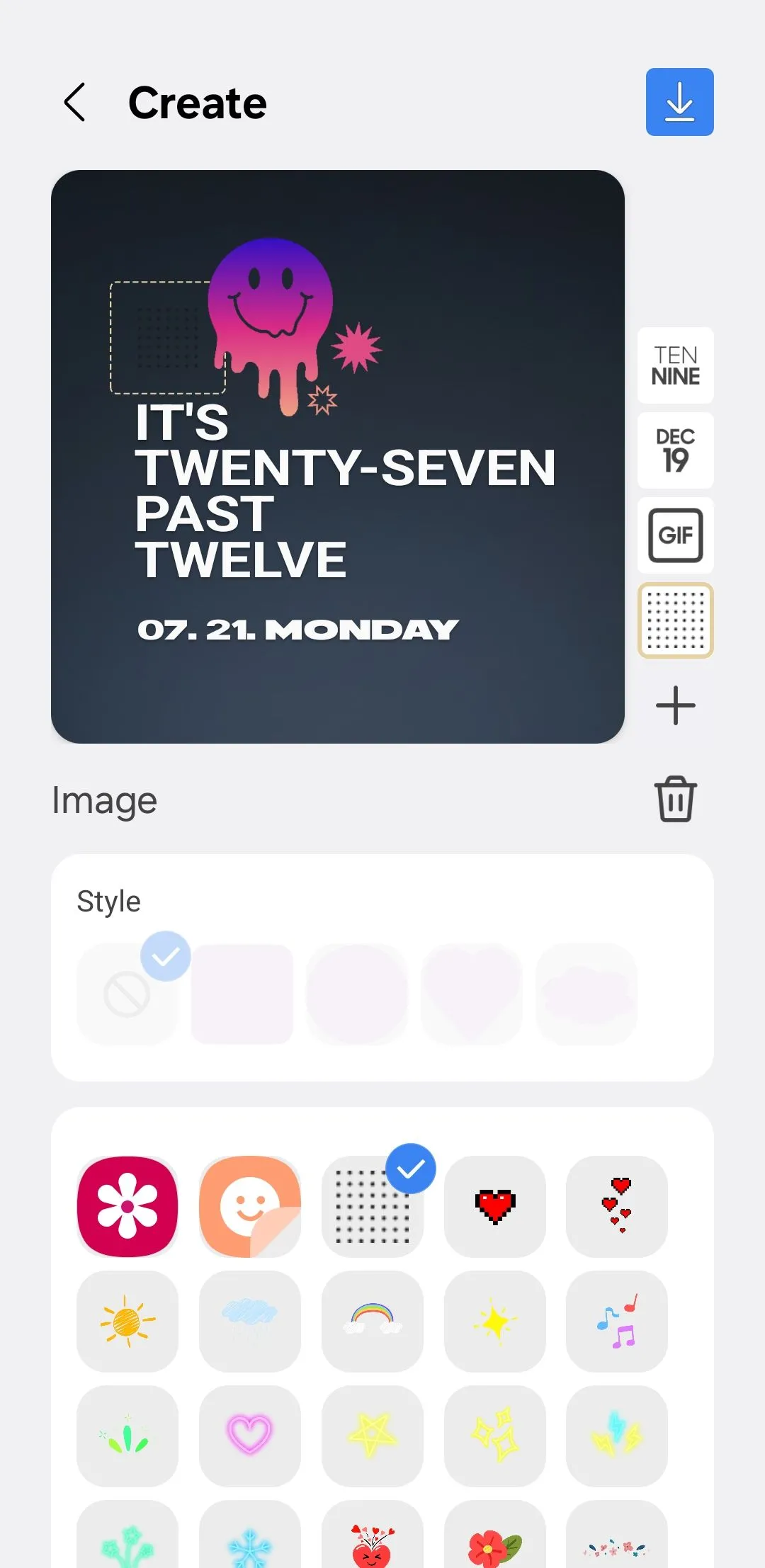 Giao diện tùy chỉnh Always On Display (AOD) trong ứng dụng ClockFace của Samsung Good Lock.
