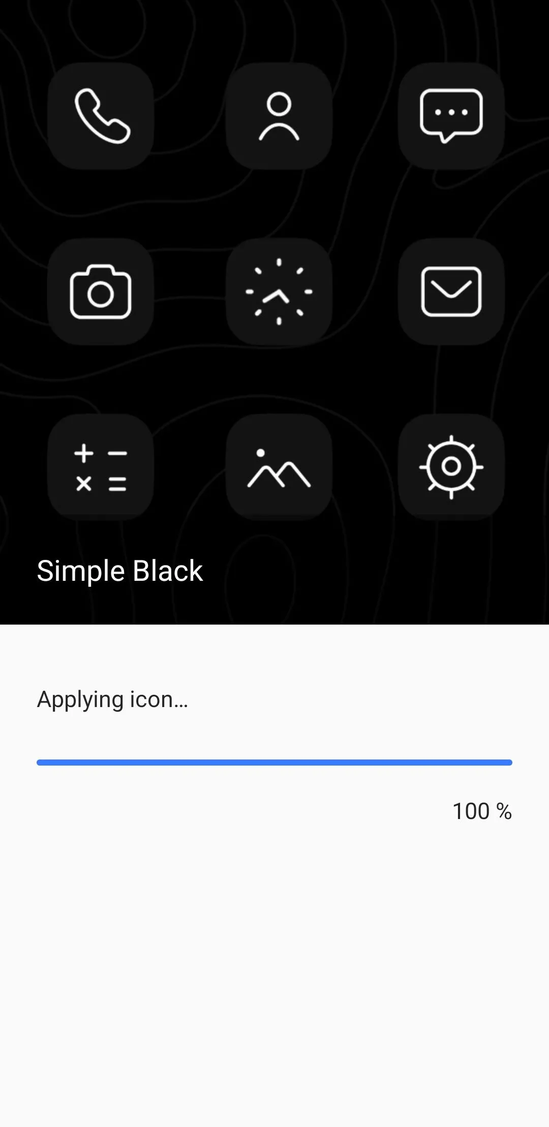 Giao diện xem trước gói icon đang được áp dụng trên màn hình Samsung Galaxy.