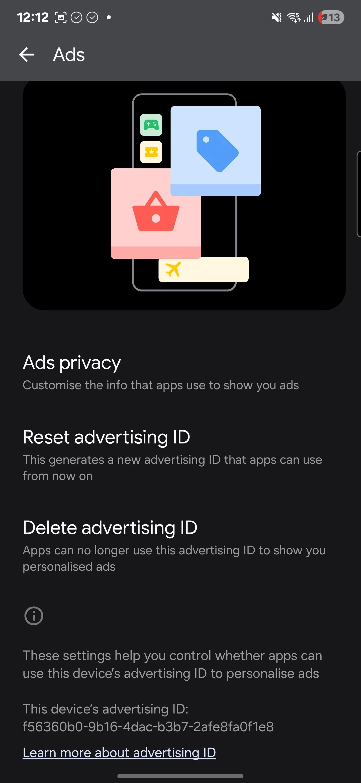 Giao diện xóa ID quảng cáo Google trên Android, giúp người dùng kiểm soát quảng cáo cá nhân hóa