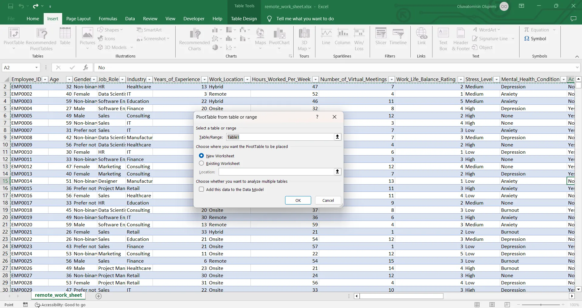 Hướng dẫn tạo Pivot Table để phân tích dữ liệu lớn trong Excel