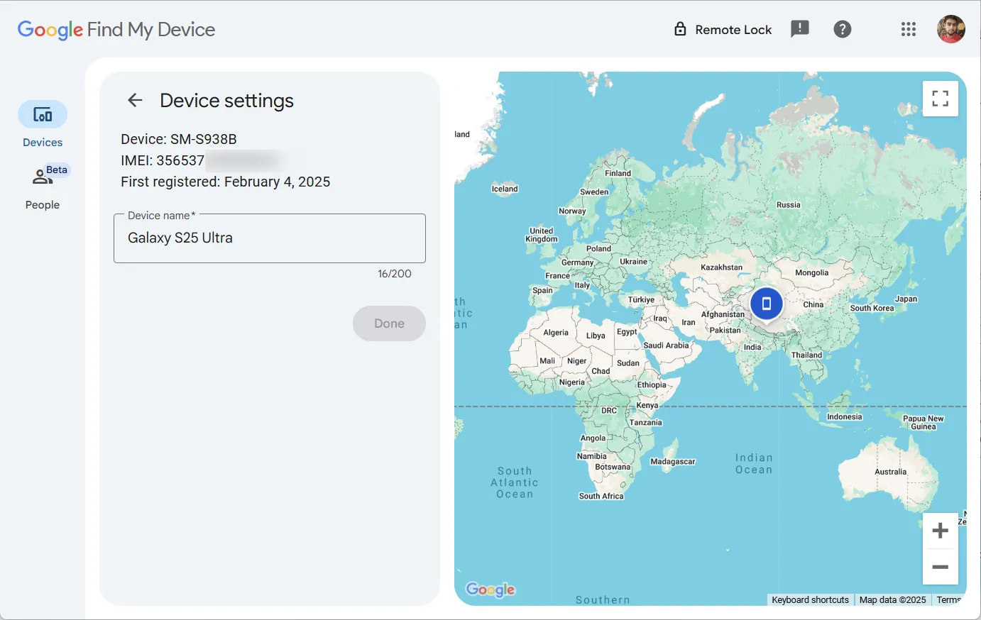 Kiểm tra IMEI điện thoại Samsung qua Google Find My Device