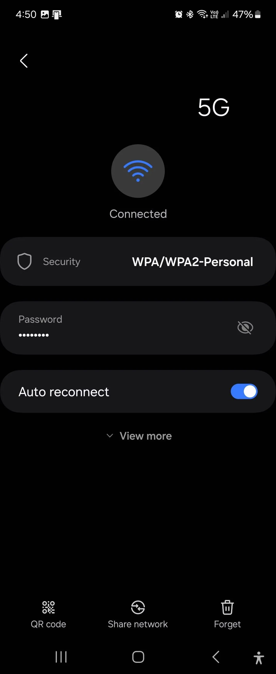 Màn hình cài đặt mạng Wi-Fi trên One UI 6.1 với biểu tượng mã QR để chia sẻ kết nối