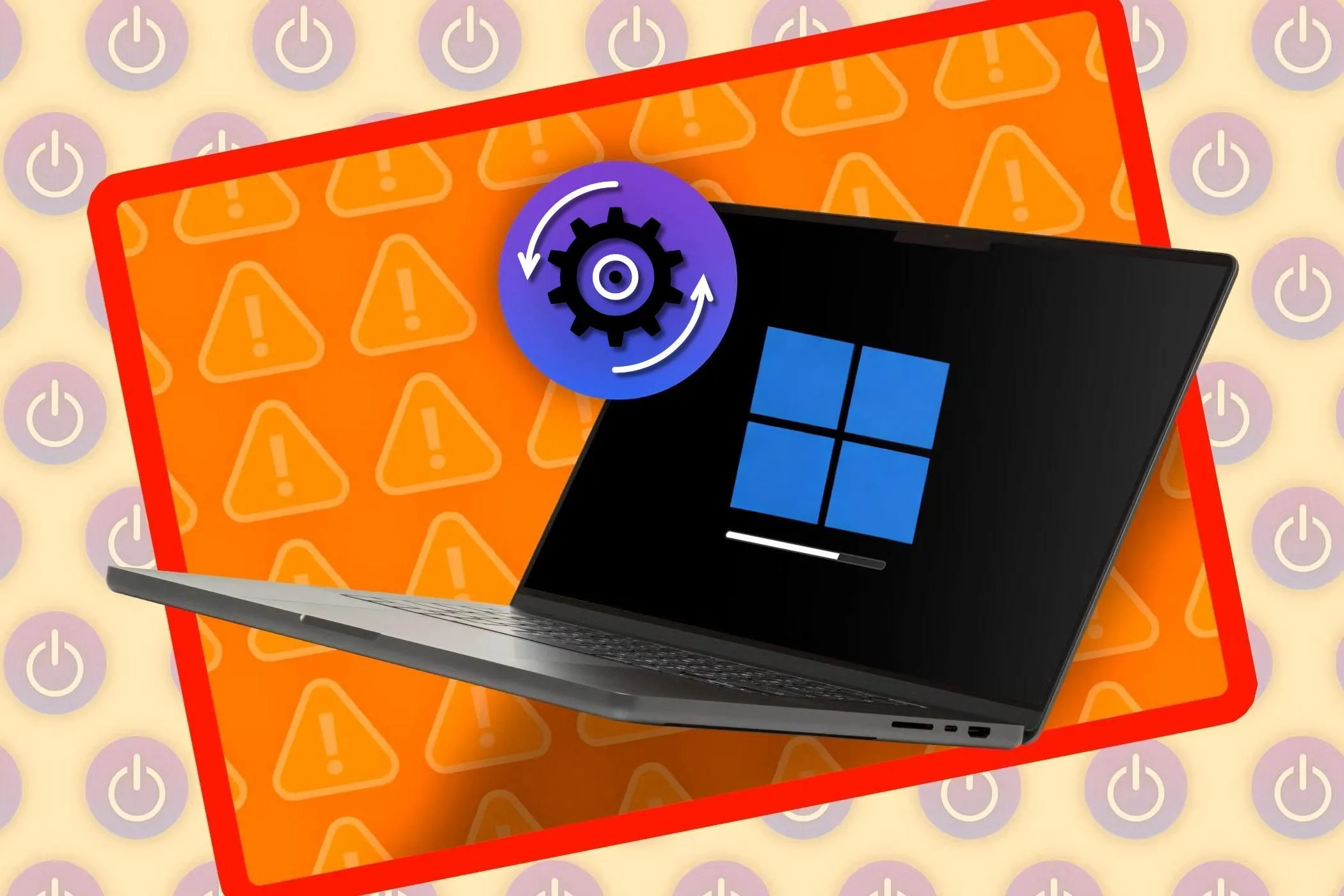 Màn hình laptop hiển thị logo Windows và quá trình cập nhật, biểu tượng cho việc tối ưu hệ thống.