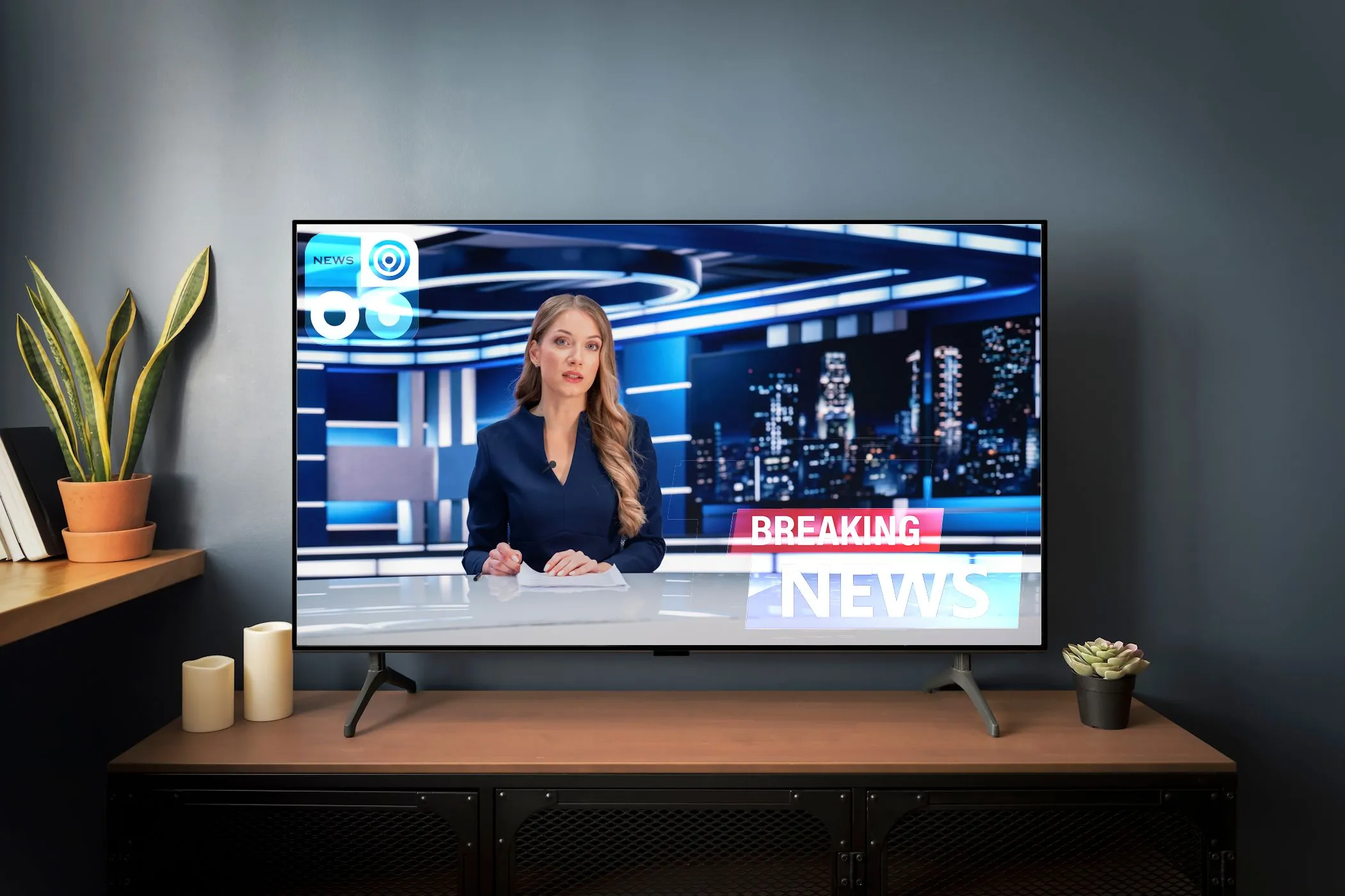 Màn hình TV bị hiện tượng burn-in với hình ảnh kênh tin tức hiển thị vĩnh viễn