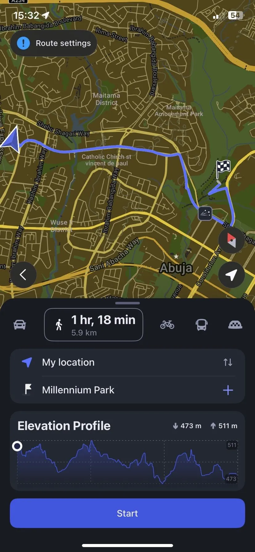 MAPS.ME cung cấp hướng dẫn đi bộ rõ ràng và trực quan khi không có kết nối mạng