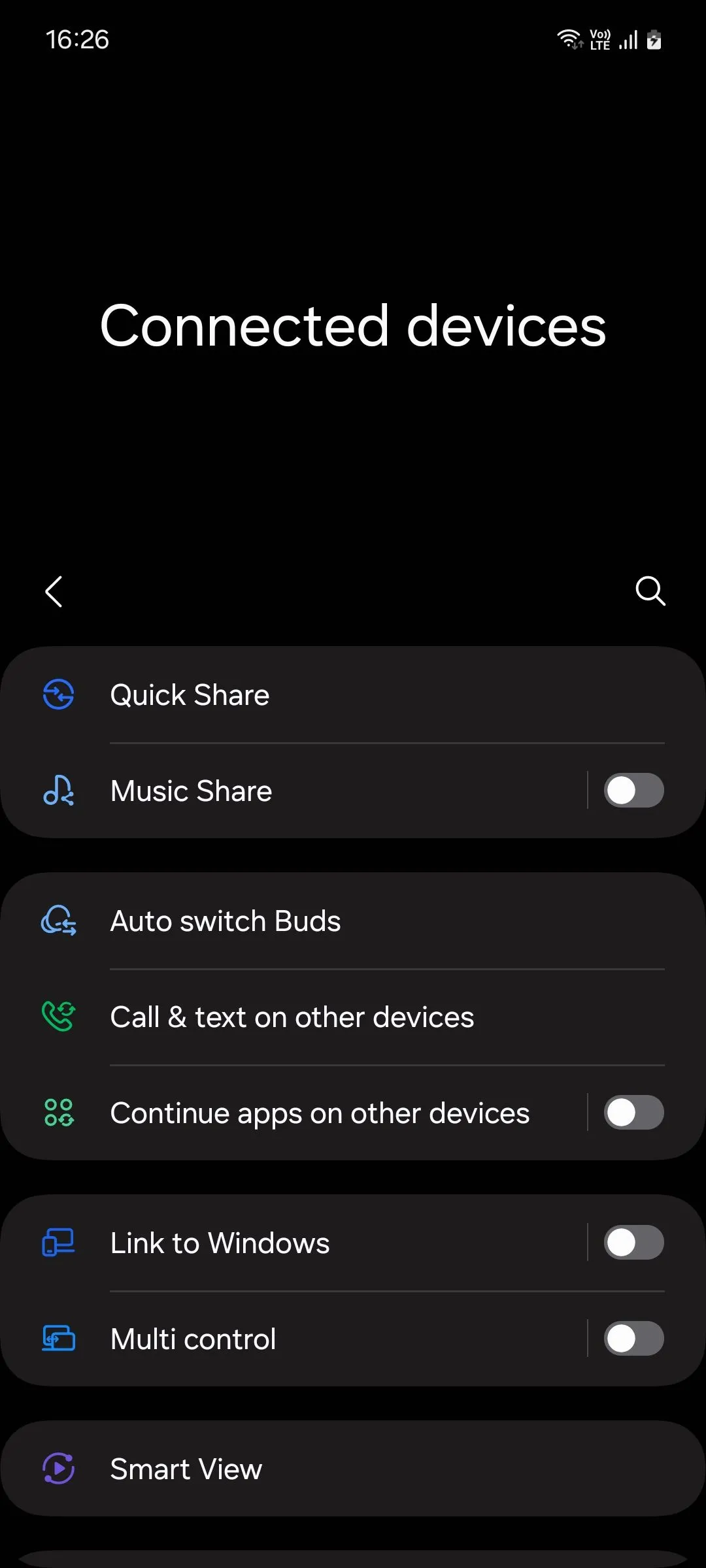 Menu Thiết bị đã kết nối trong Cài đặt Samsung One UI 6.1, có tùy chọn Quick Share