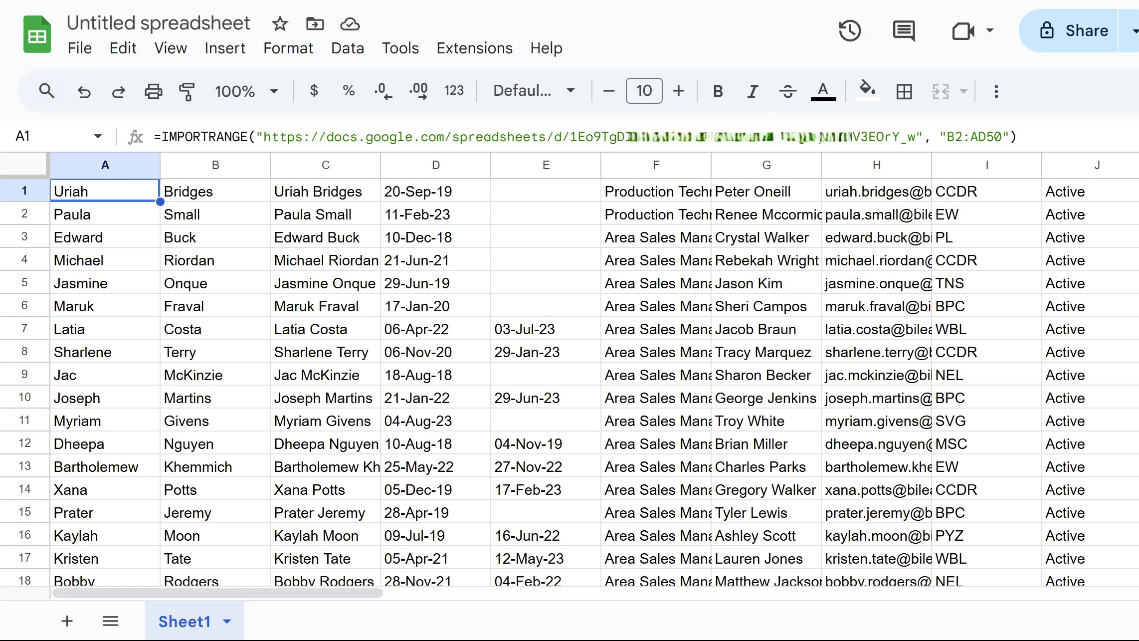 Sử dụng hàm IMPORTRANGE để nhập dữ liệu từ bảng tính Google Sheets khác