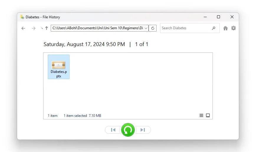 Sử dụng Lịch Sử Tệp để khôi phục tệp PowerPoint