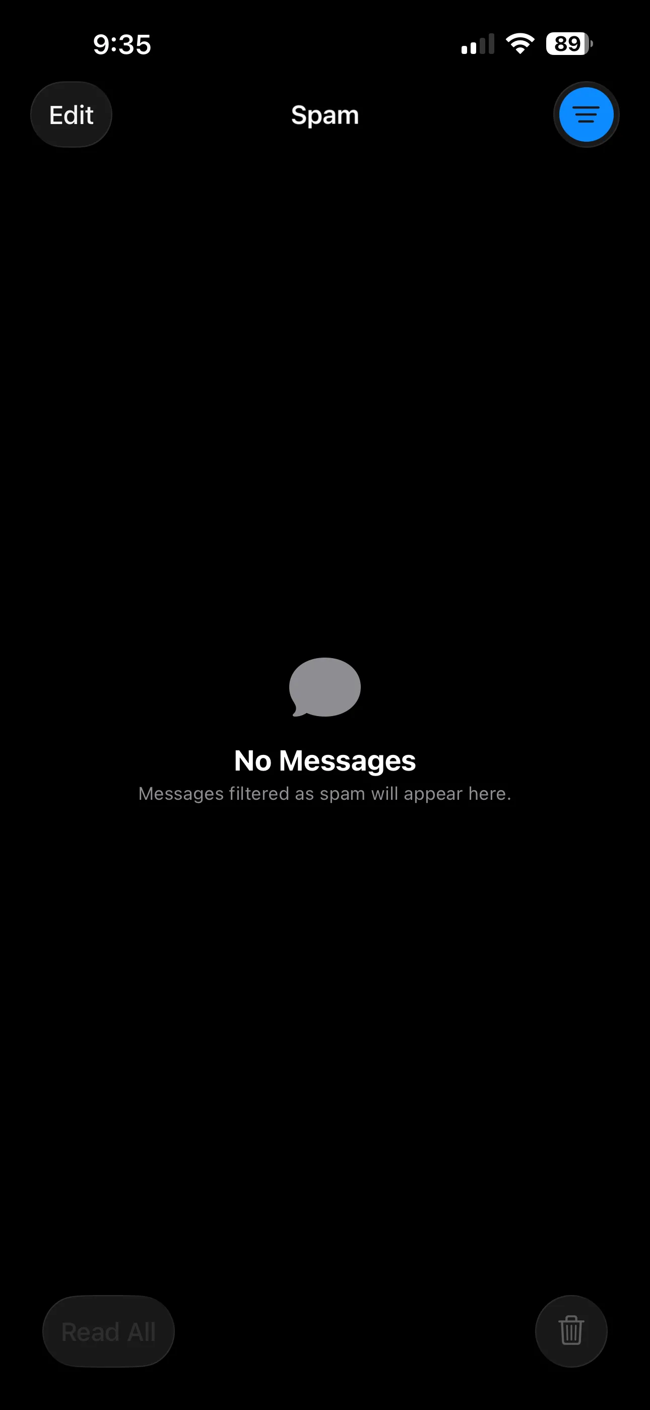 Tab tin nhắn rác trong ứng dụng Tin nhắn của iOS 26