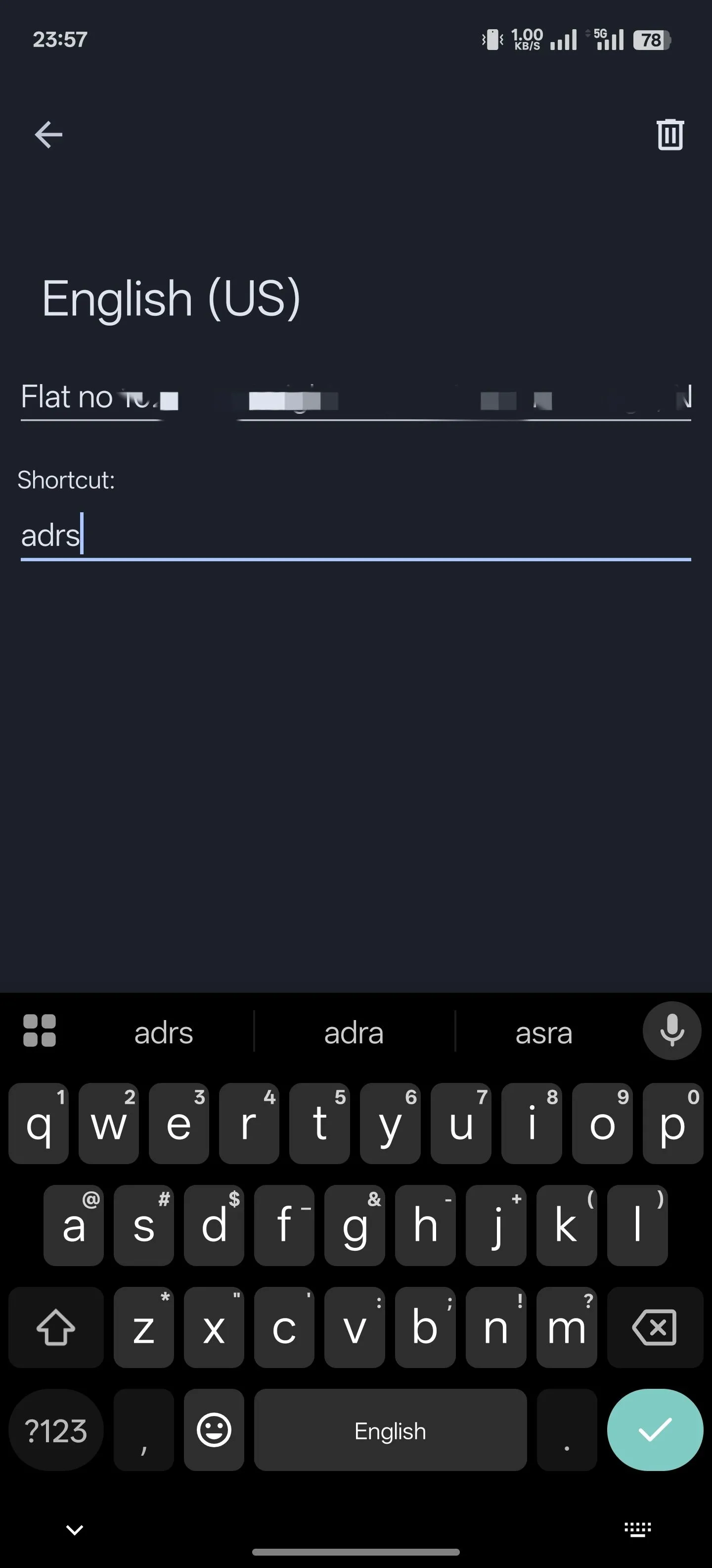 Thiết lập phím tắt văn bản mới trong Gboard cho Android.