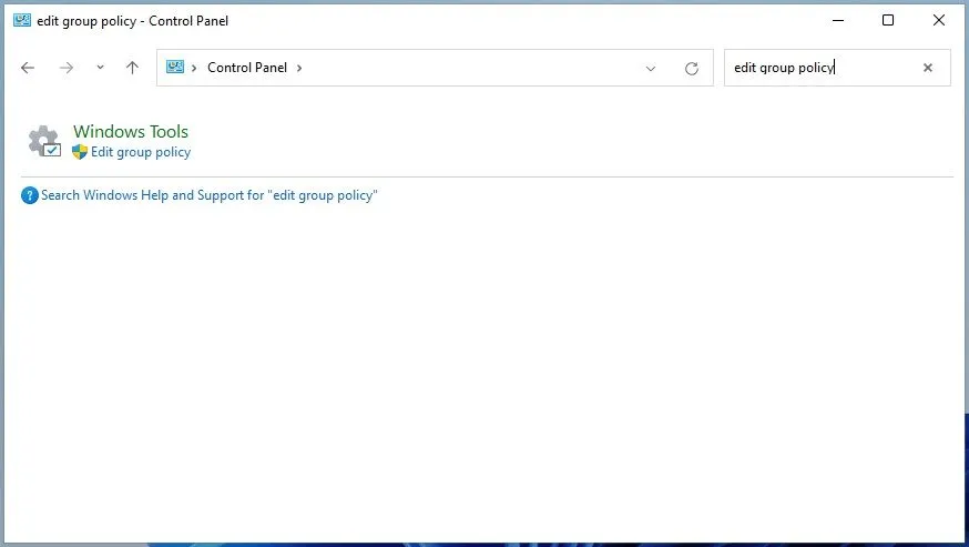 Tìm và mở Local Group Policy Editor trong Control Panel