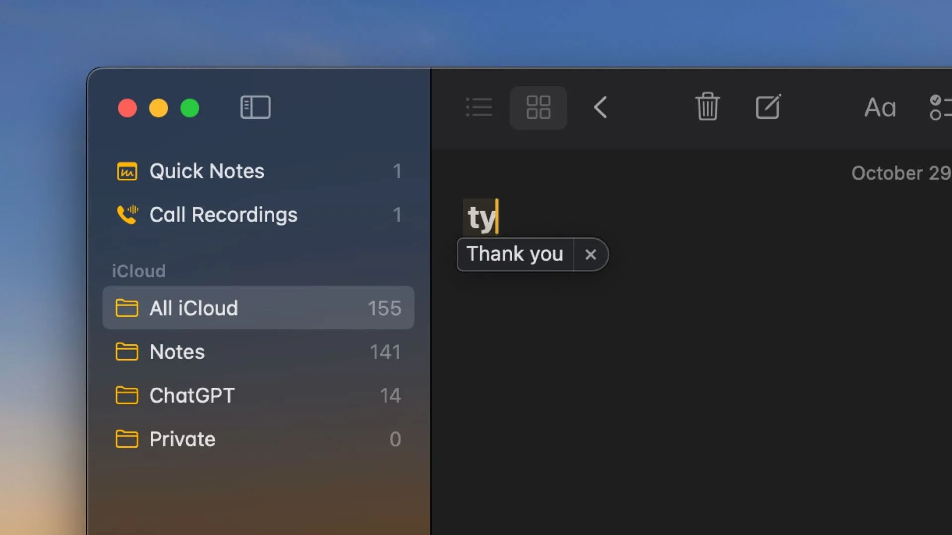 Tính năng thay thế văn bản đang hoạt động trên macOS