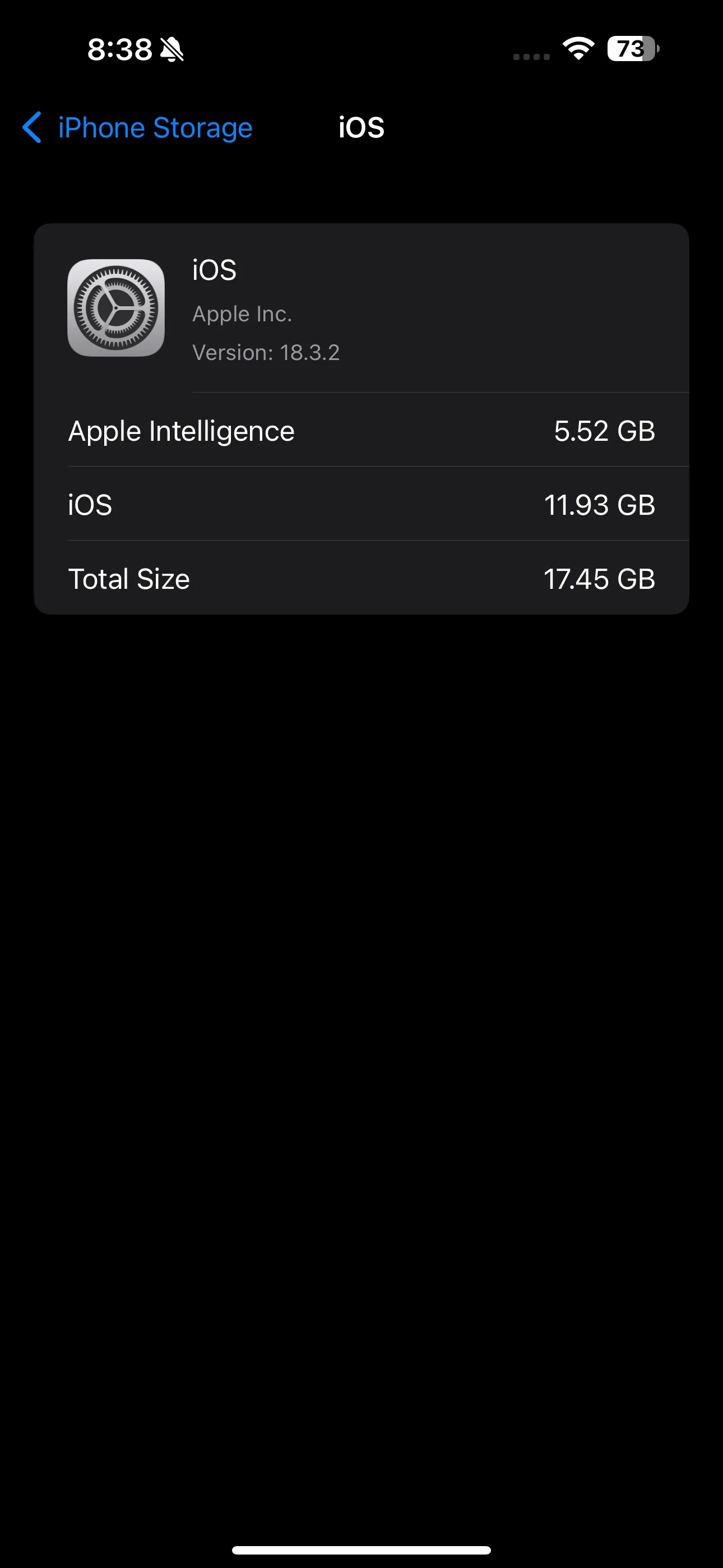 Trang Dung lượng iOS trong ứng dụng Cài đặt iPhone